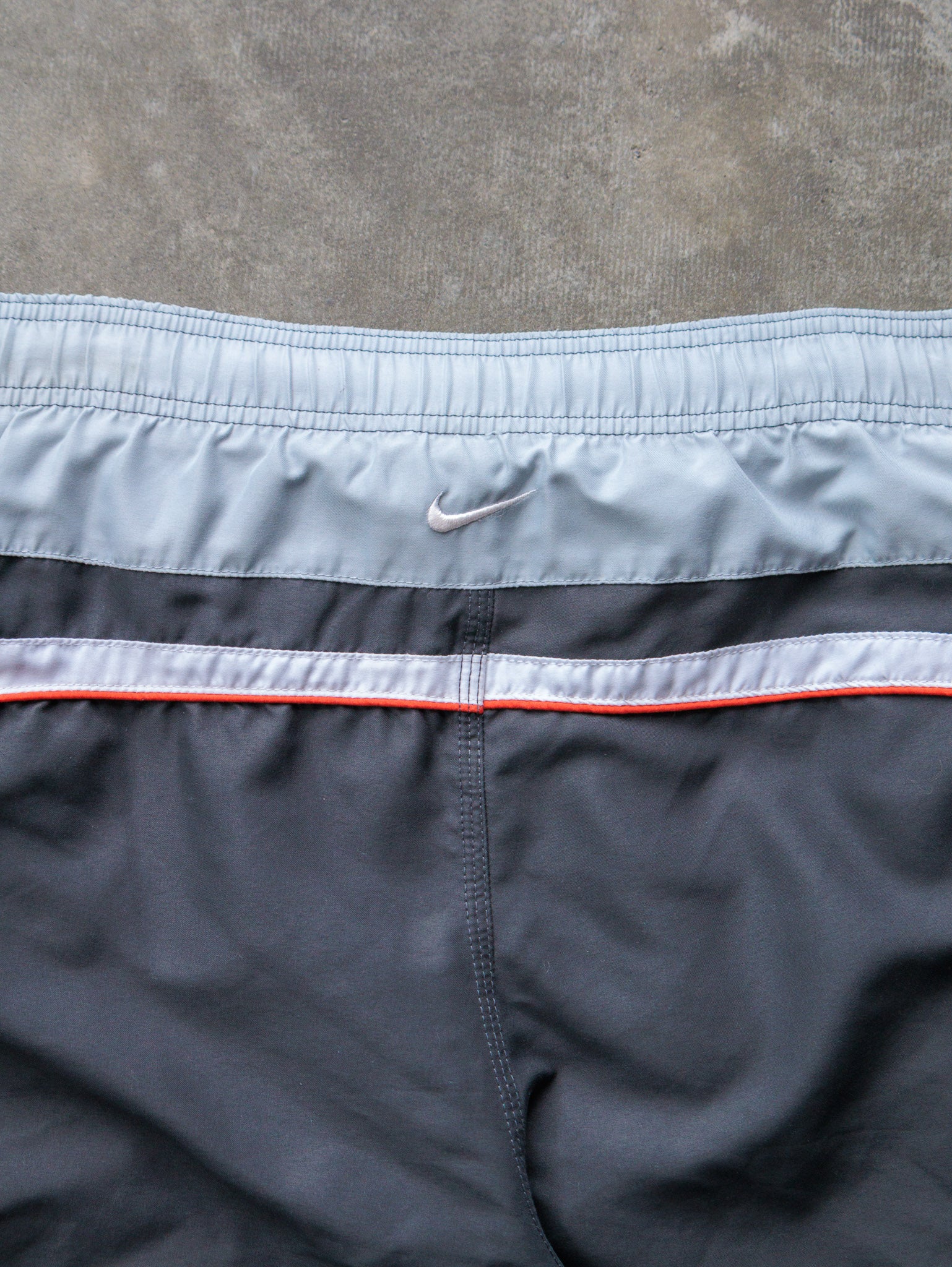 Vintage 00s Grey & Orange Nike Swim Shorts (XL)