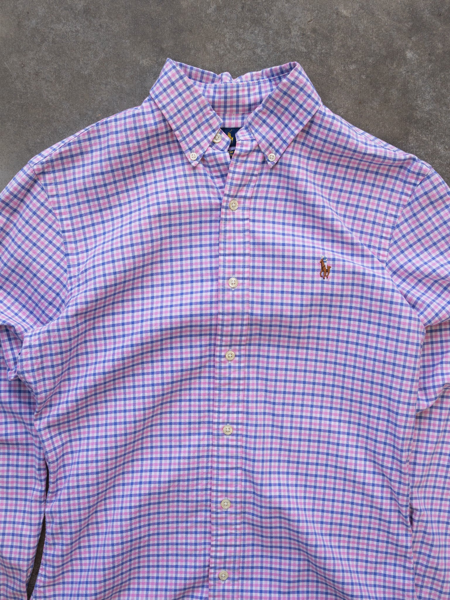 Vintage Pink and Blue Check Ralph Lauren Shirt (S)