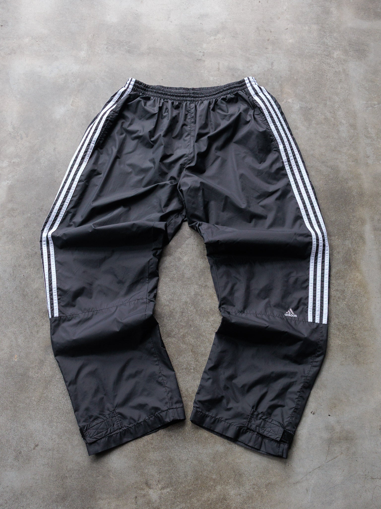 Vintage 00s Black Adidas 3 Stripe Track Pants (2XL)