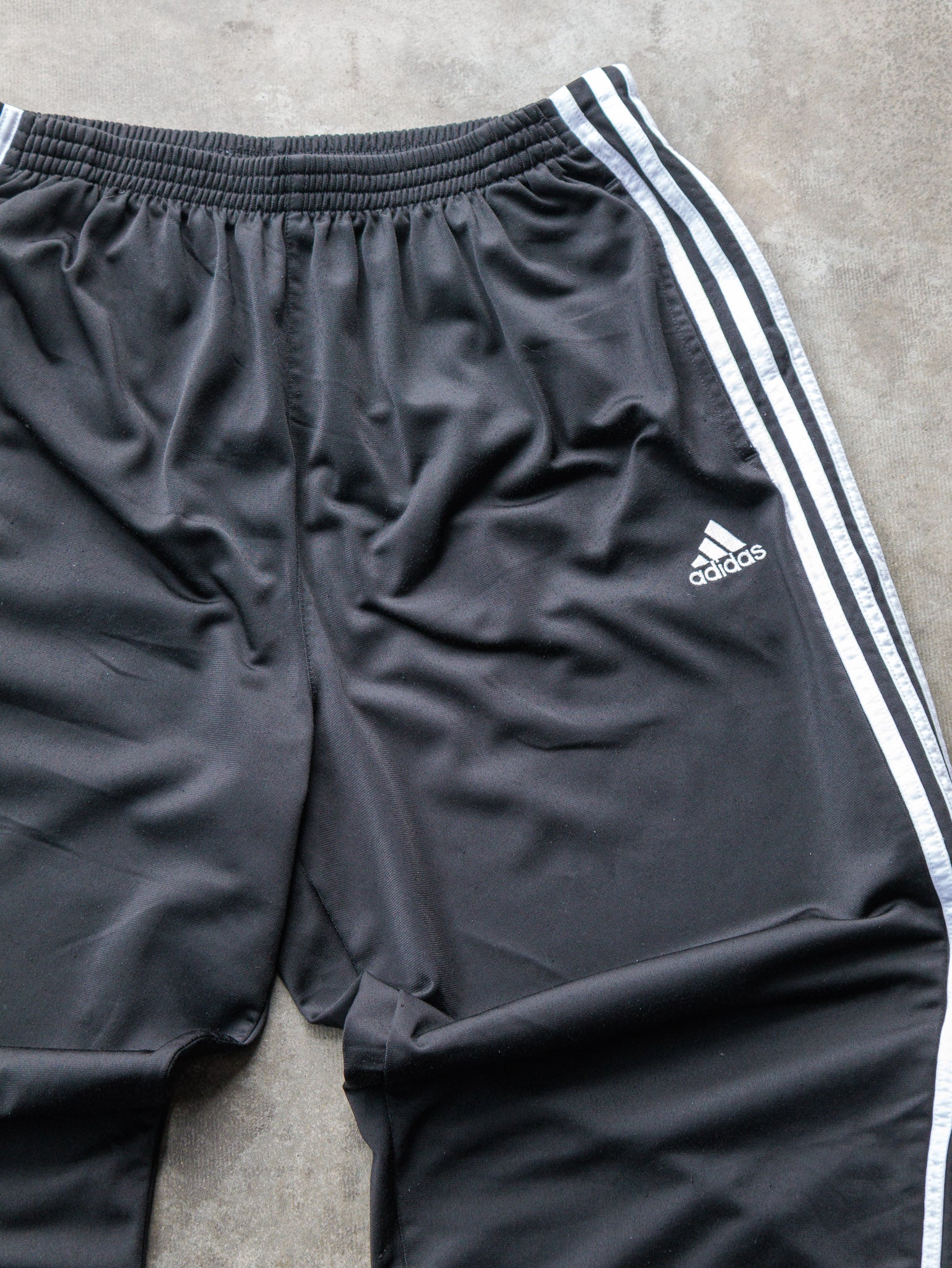 Vintage 90s Black Adidas 3 Stripe Track Pants (L)