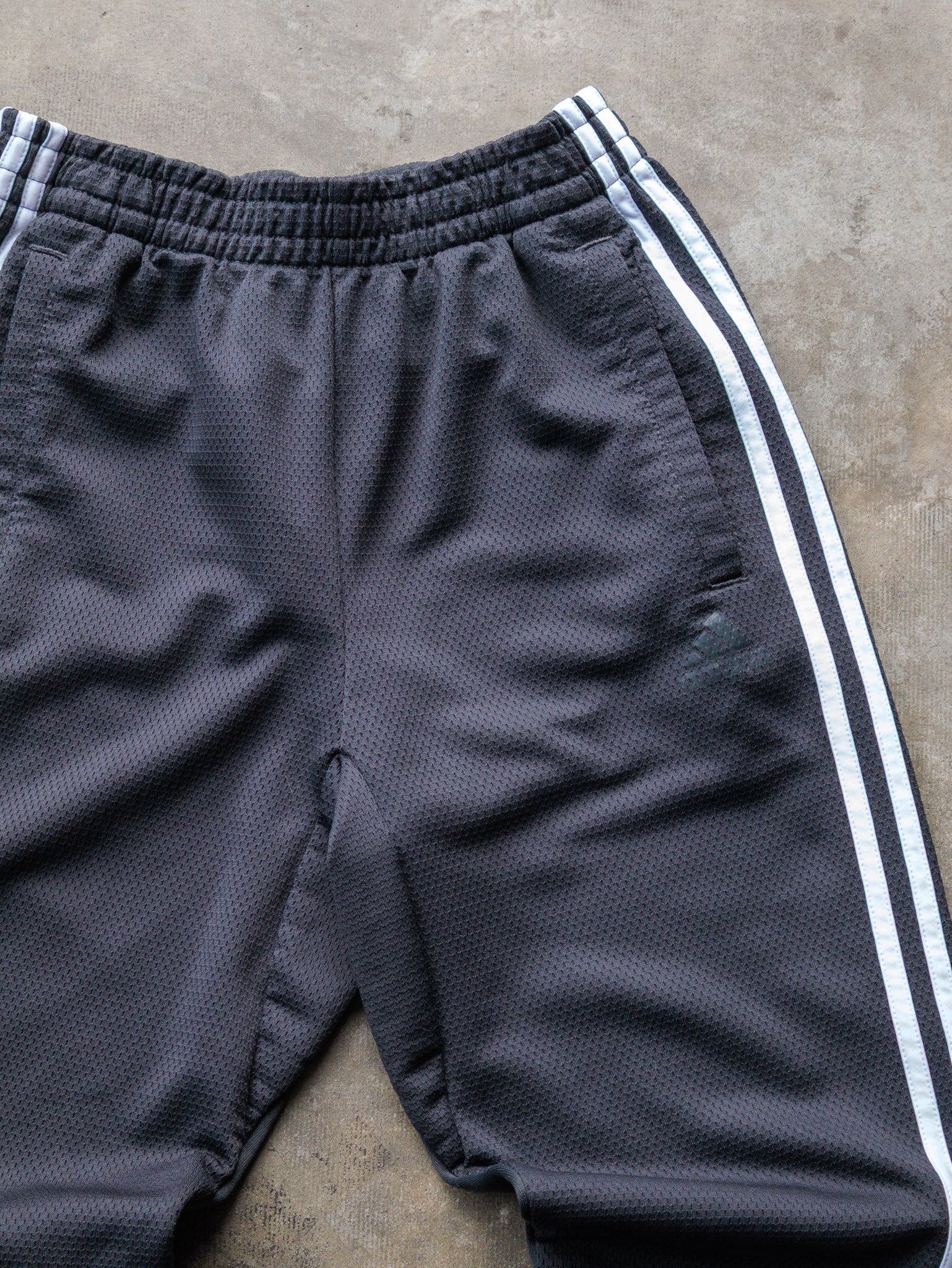 Grey Adidas 3 Stripe Mesh Track Pants (S)