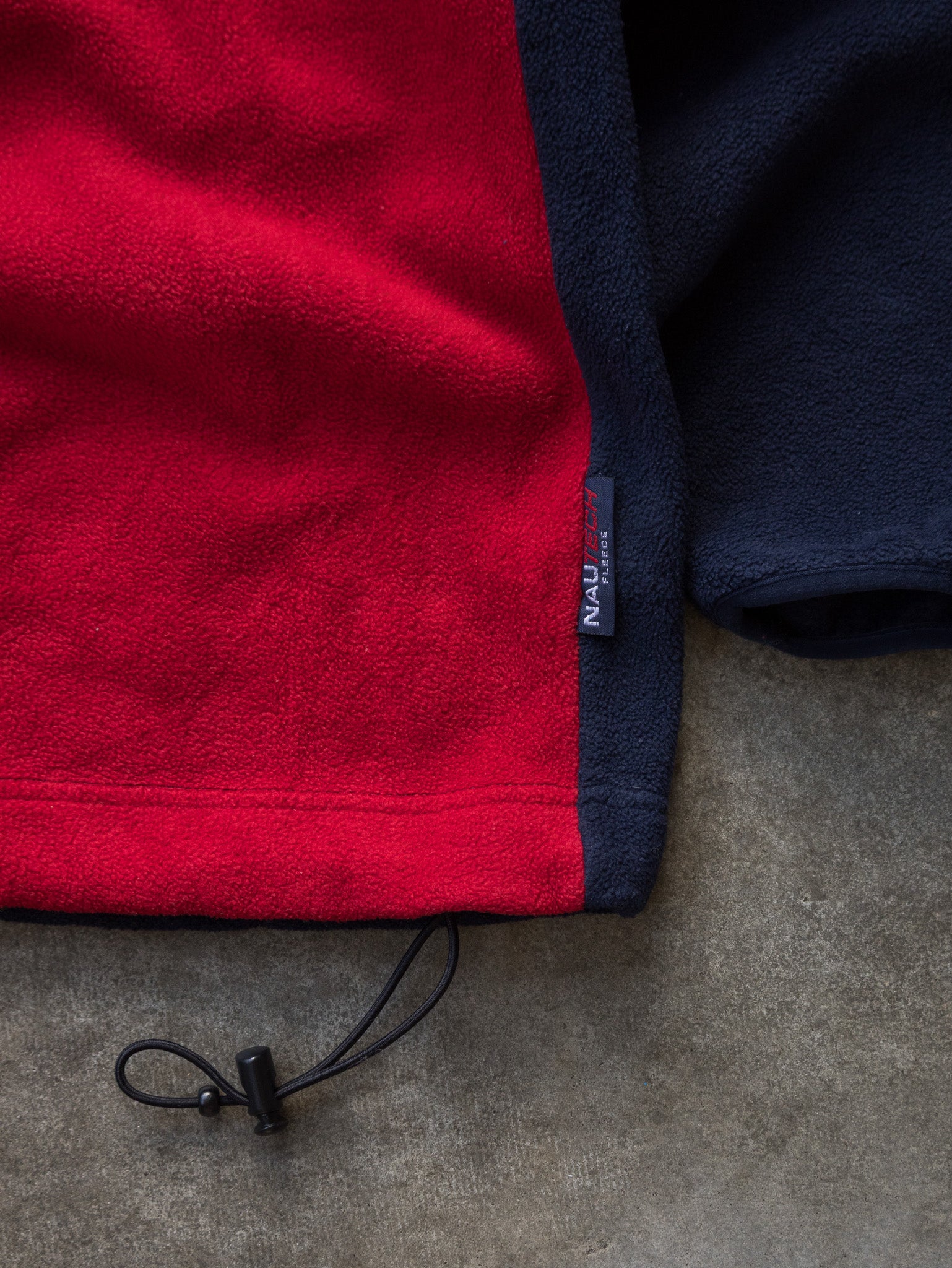 Vintage 90s Red & Navy Nautica Quarter Zip Fleece Sweatshirt (L)