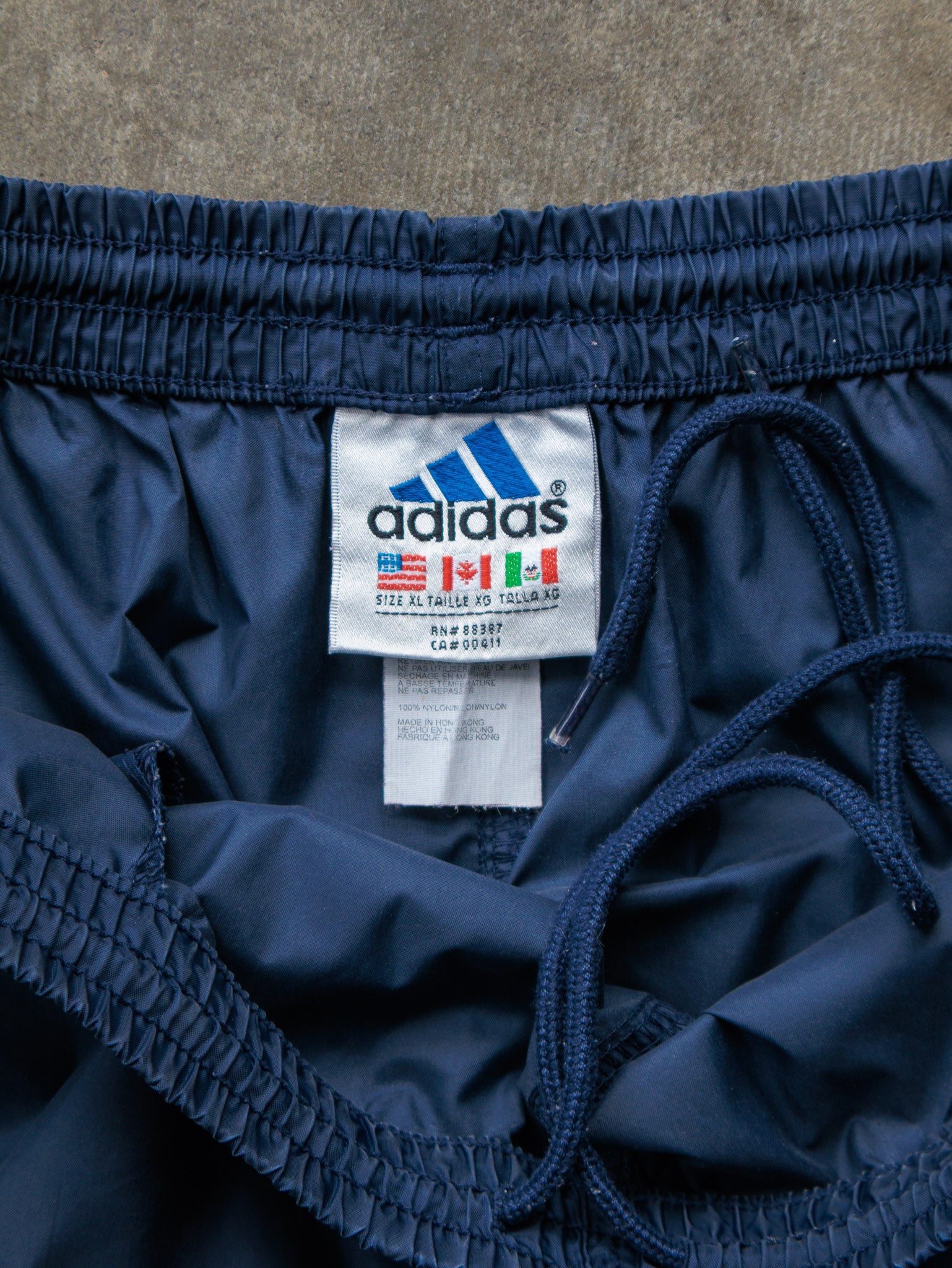 Vintage 90s Navy Adidas 3 Stripe Track Pants (XL)
