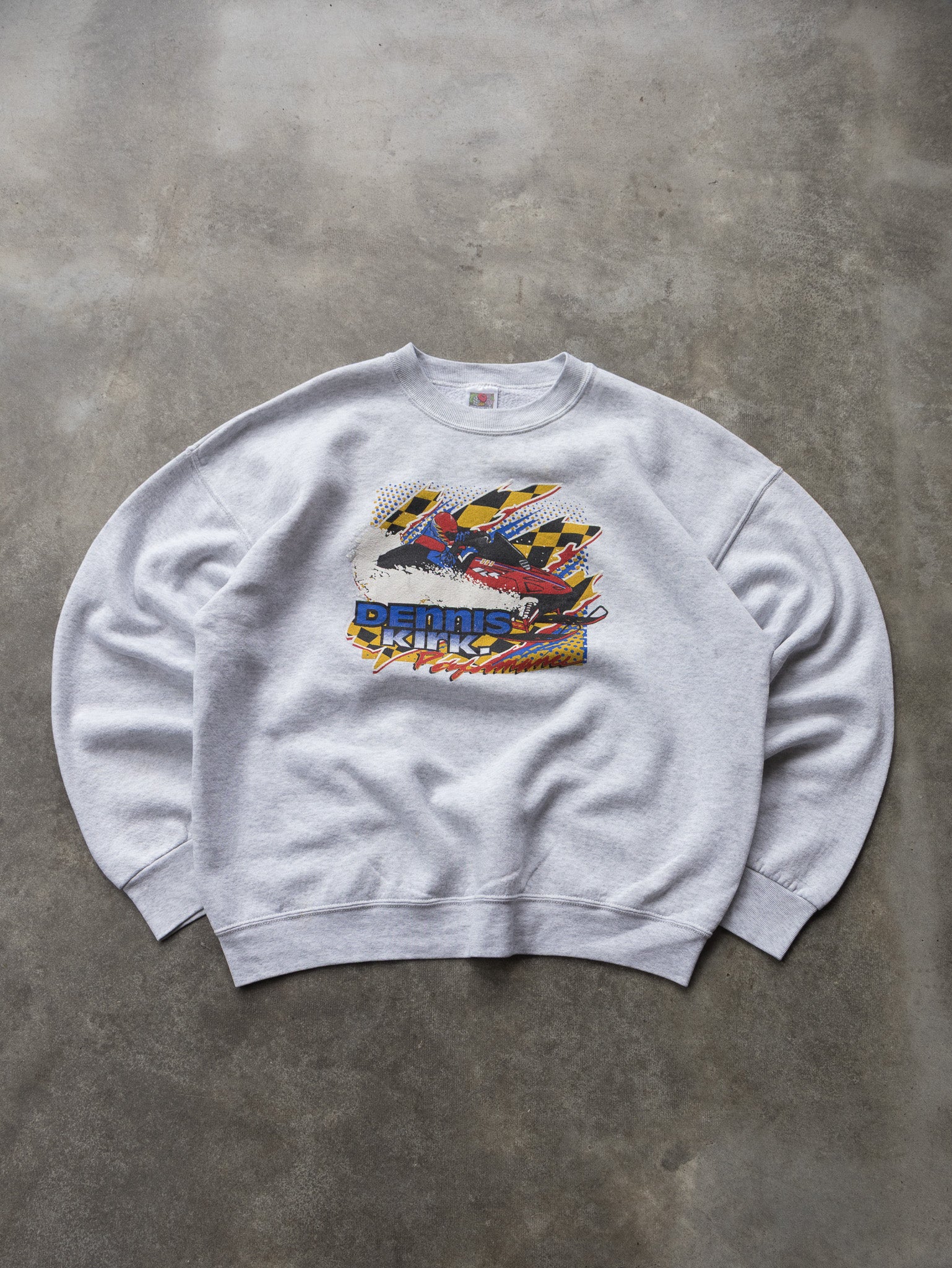 Vintage 00s Grey Dennis Kirk Performance Snowmobile Sweatshirt (XL)