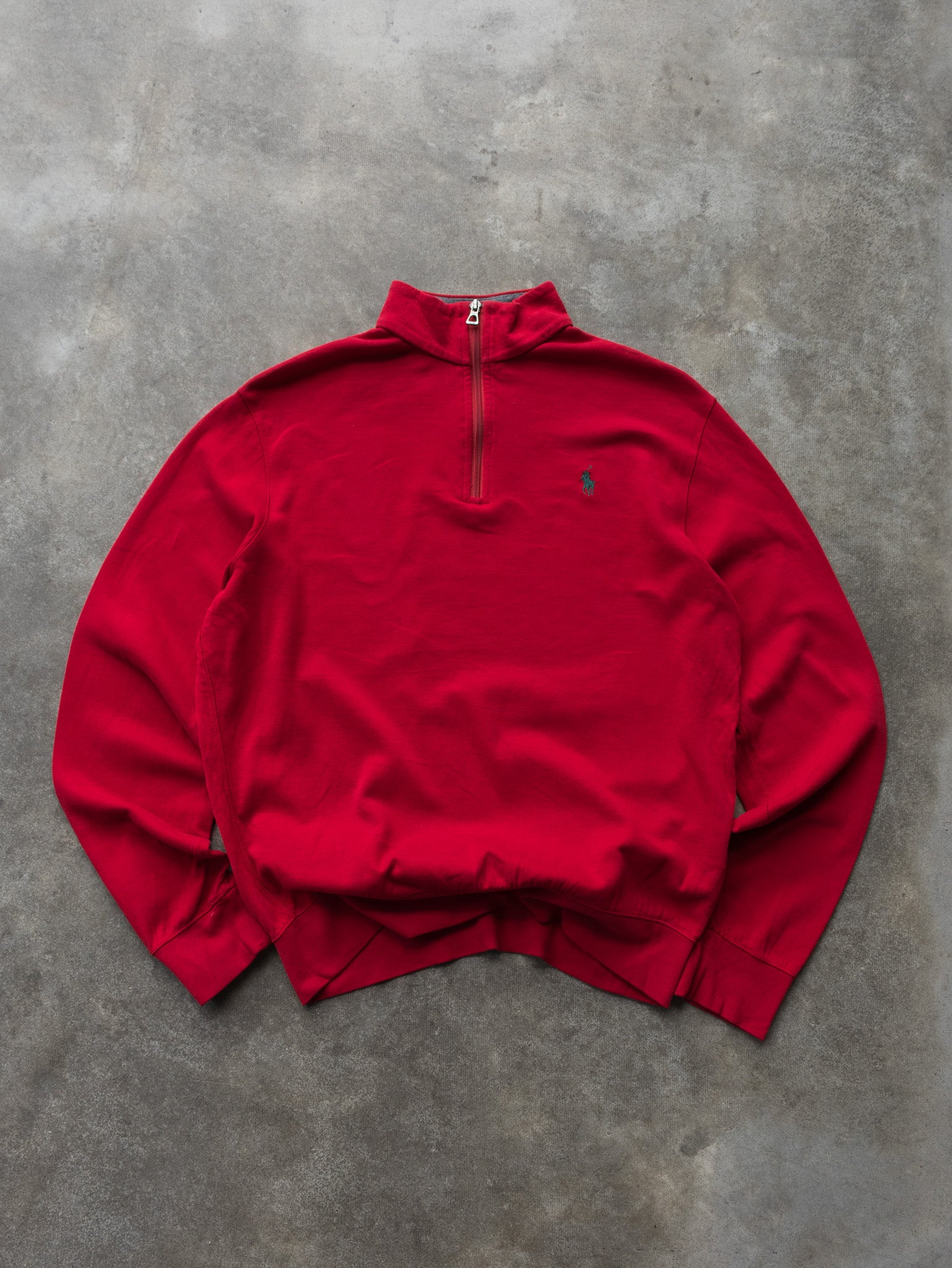 Vintage Red Polo Ralph Lauren Quarter Zip Sweatshirt (S)