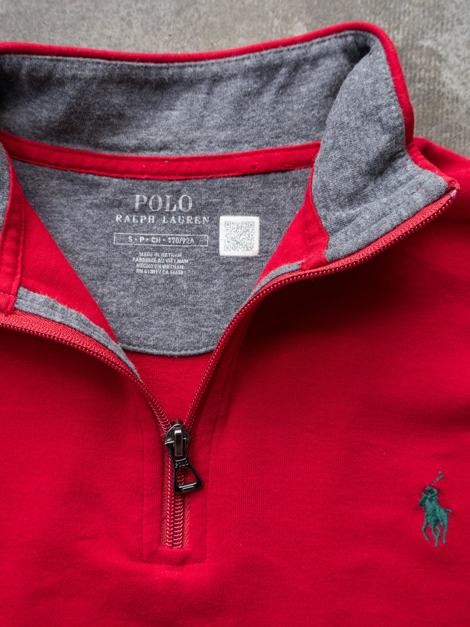 Vintage Red Polo Ralph Lauren Quarter Zip Sweatshirt (S)