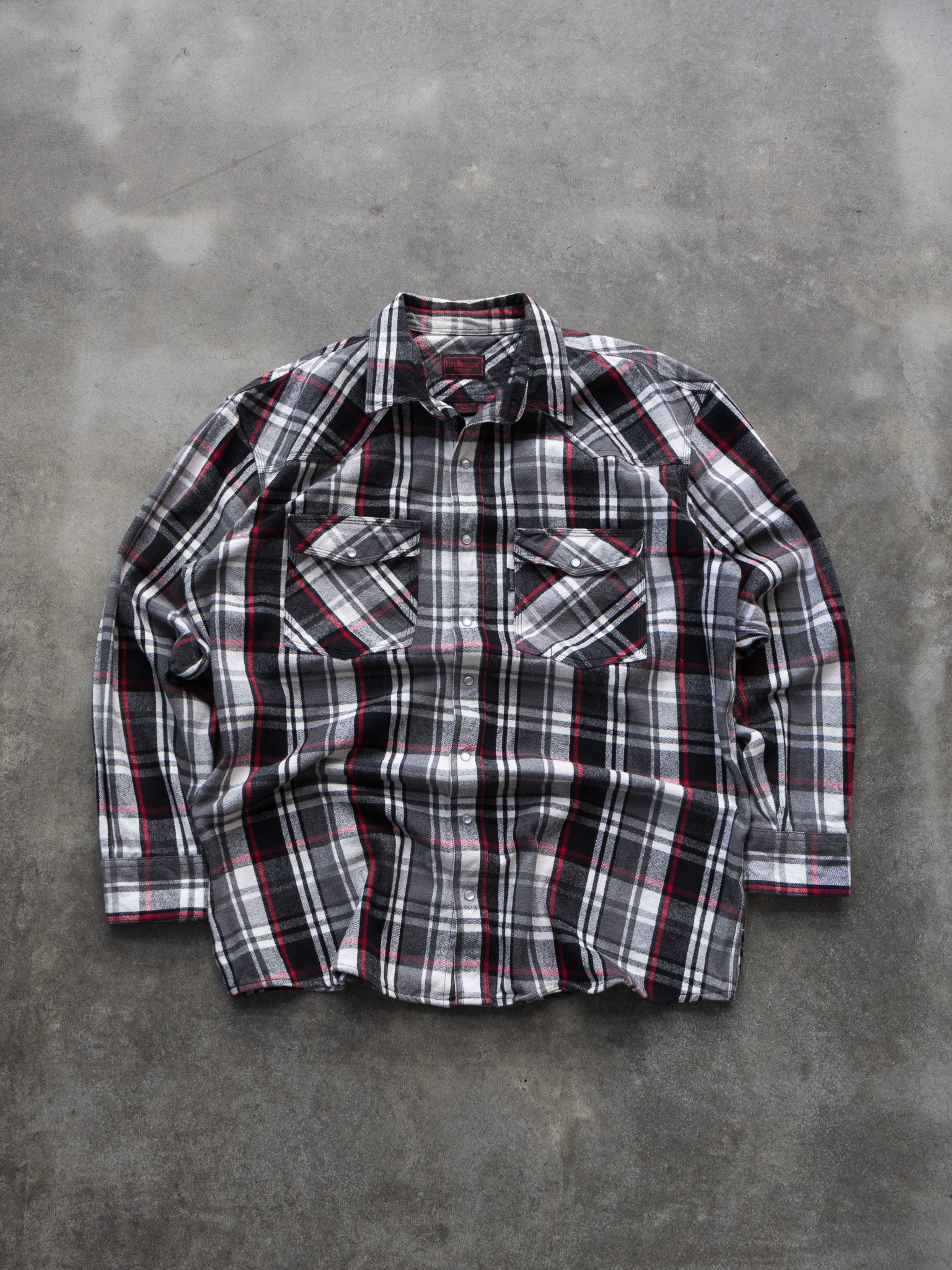 Vintage Field & Stream Grey & Red Plaid Flannel Shirt (XL)