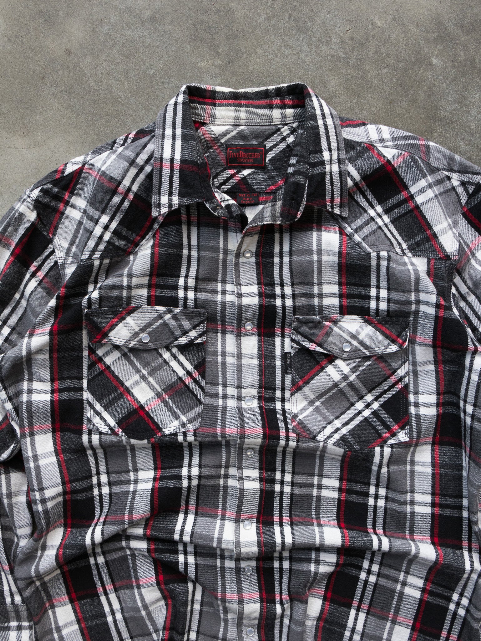 Vintage Field & Stream Grey & Red Plaid Flannel Shirt (XL)