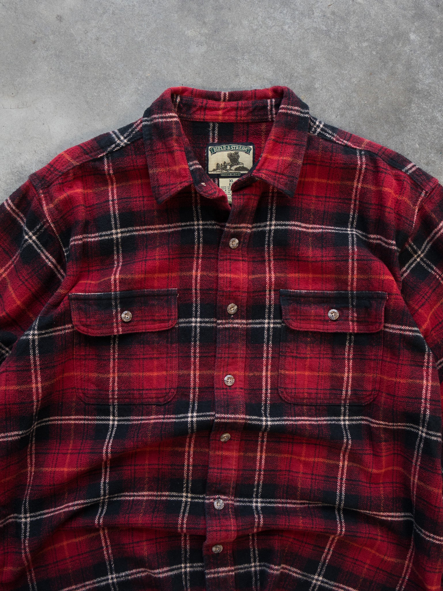 Vintage Red & Black Plaid Flannel Shirt (XL)