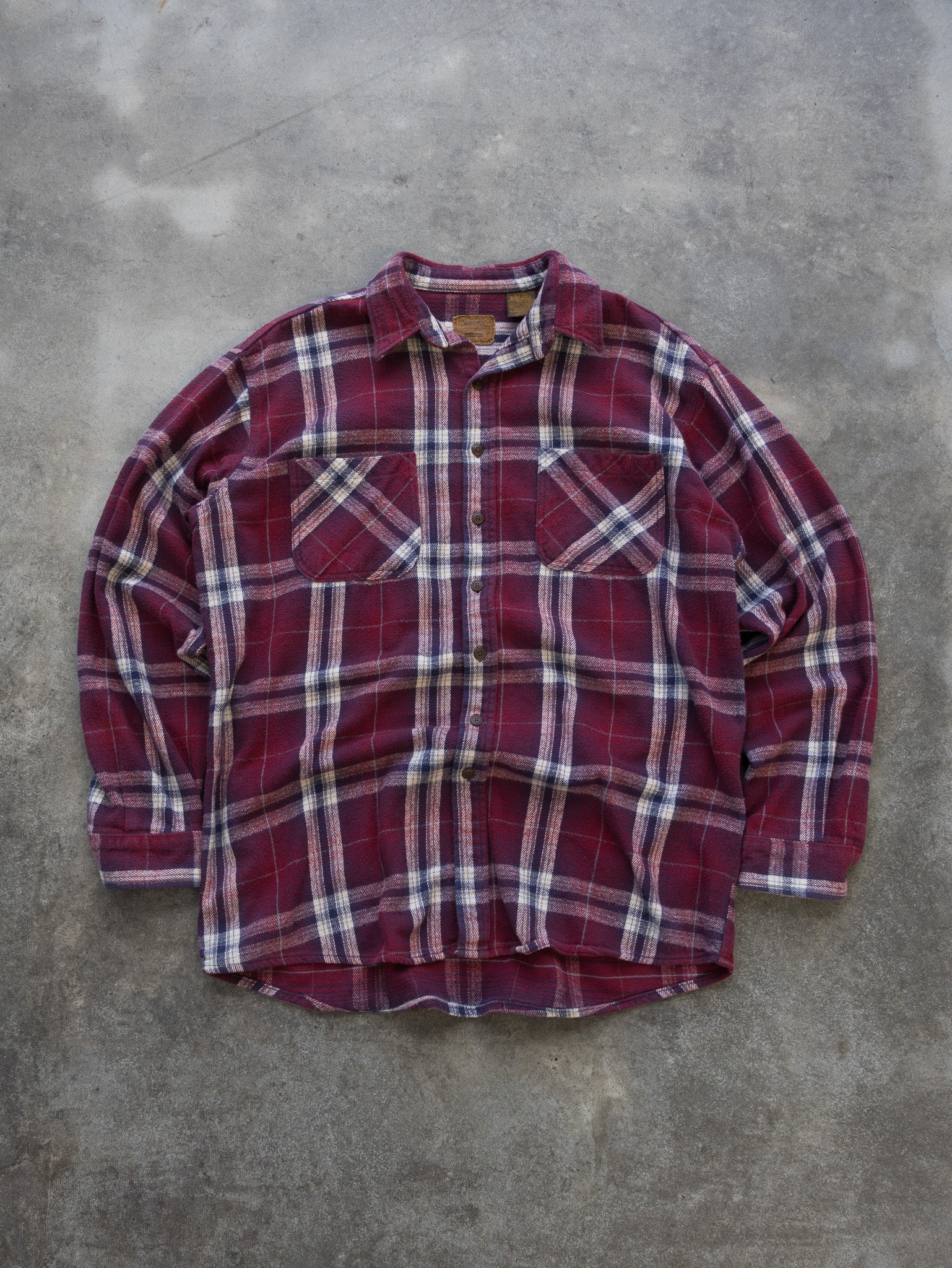 Vintage Red & Navy Plaid Flannel Shirt (XL)