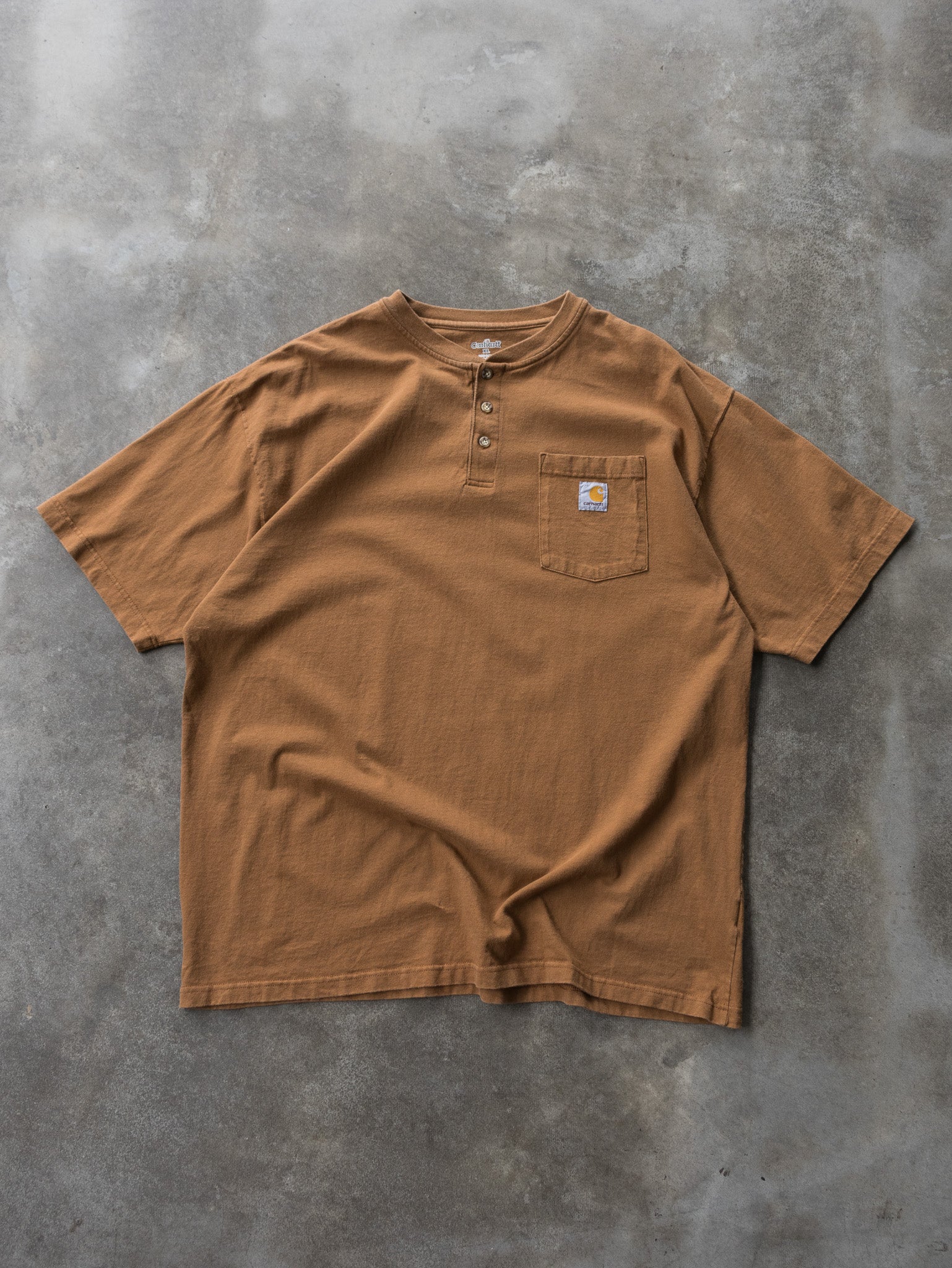 Vintage Brown Carhartt Pocket Henley Tee (XL)