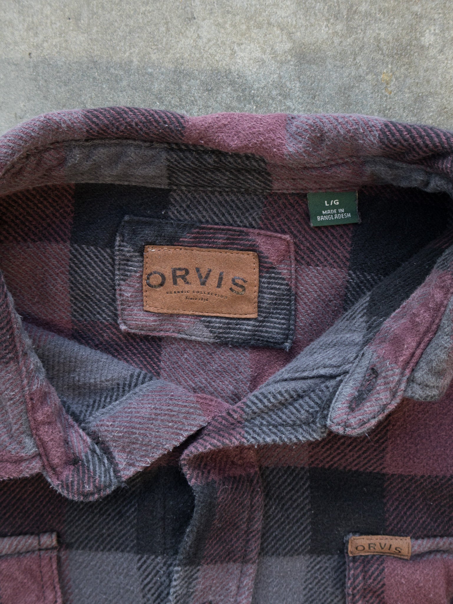 Vintage Burgundy & Grey Check Flannel Shirt (L)