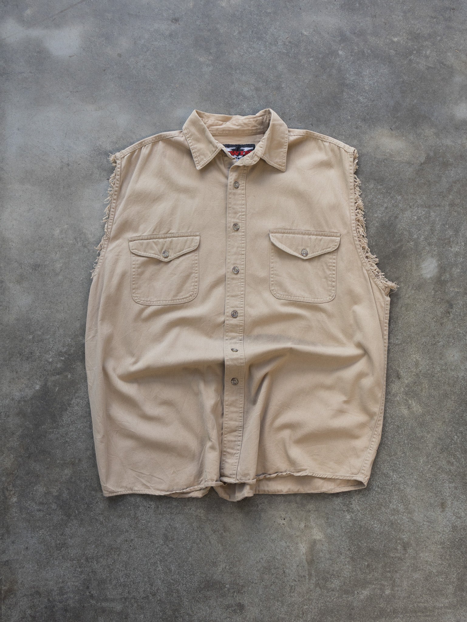 Vintage 2005 V-Twin Bike Week Beige Cut-Off Shirt (XL)