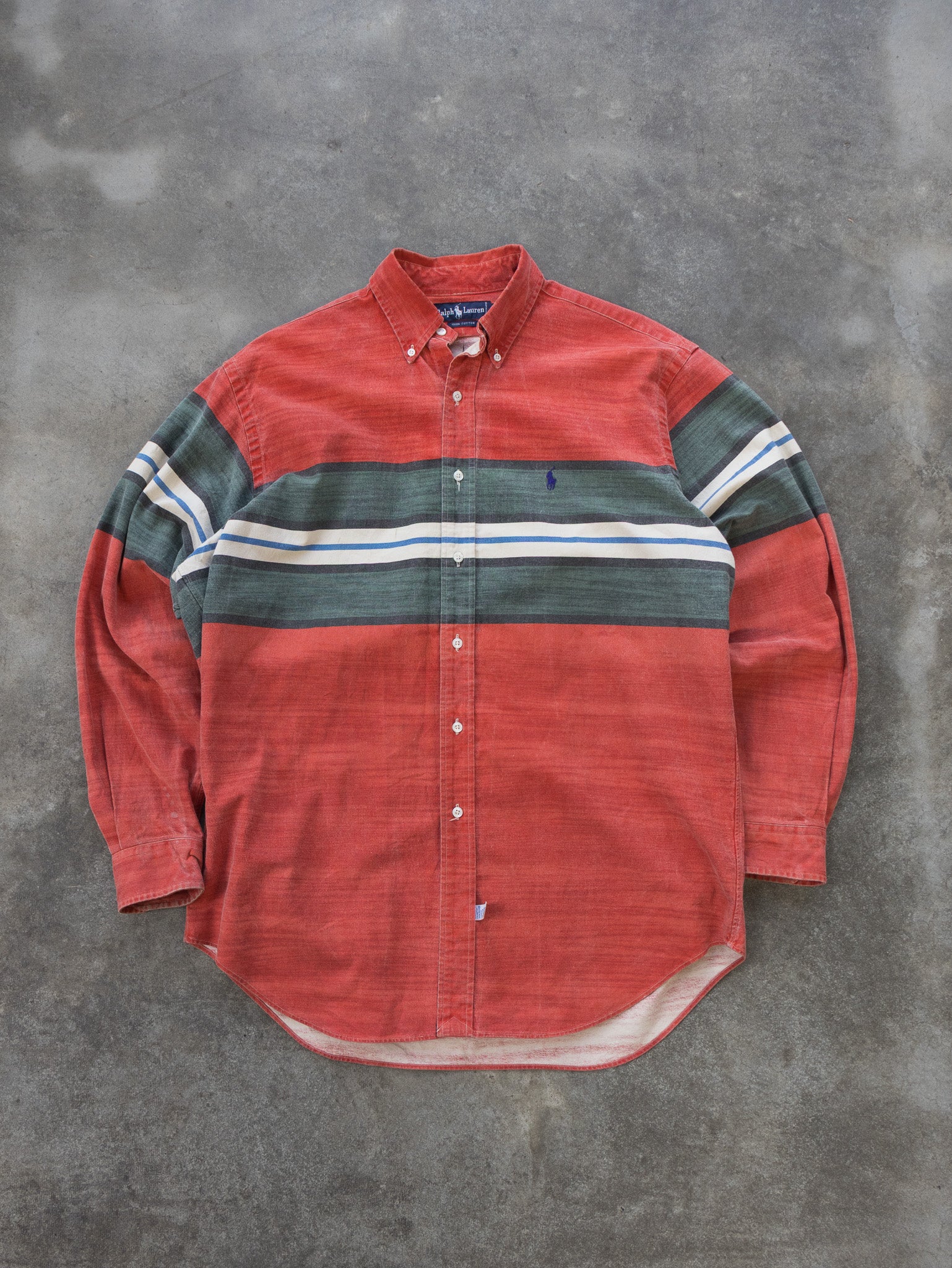 Vintage Ralph Lauren Red Striped Shirt (XL)