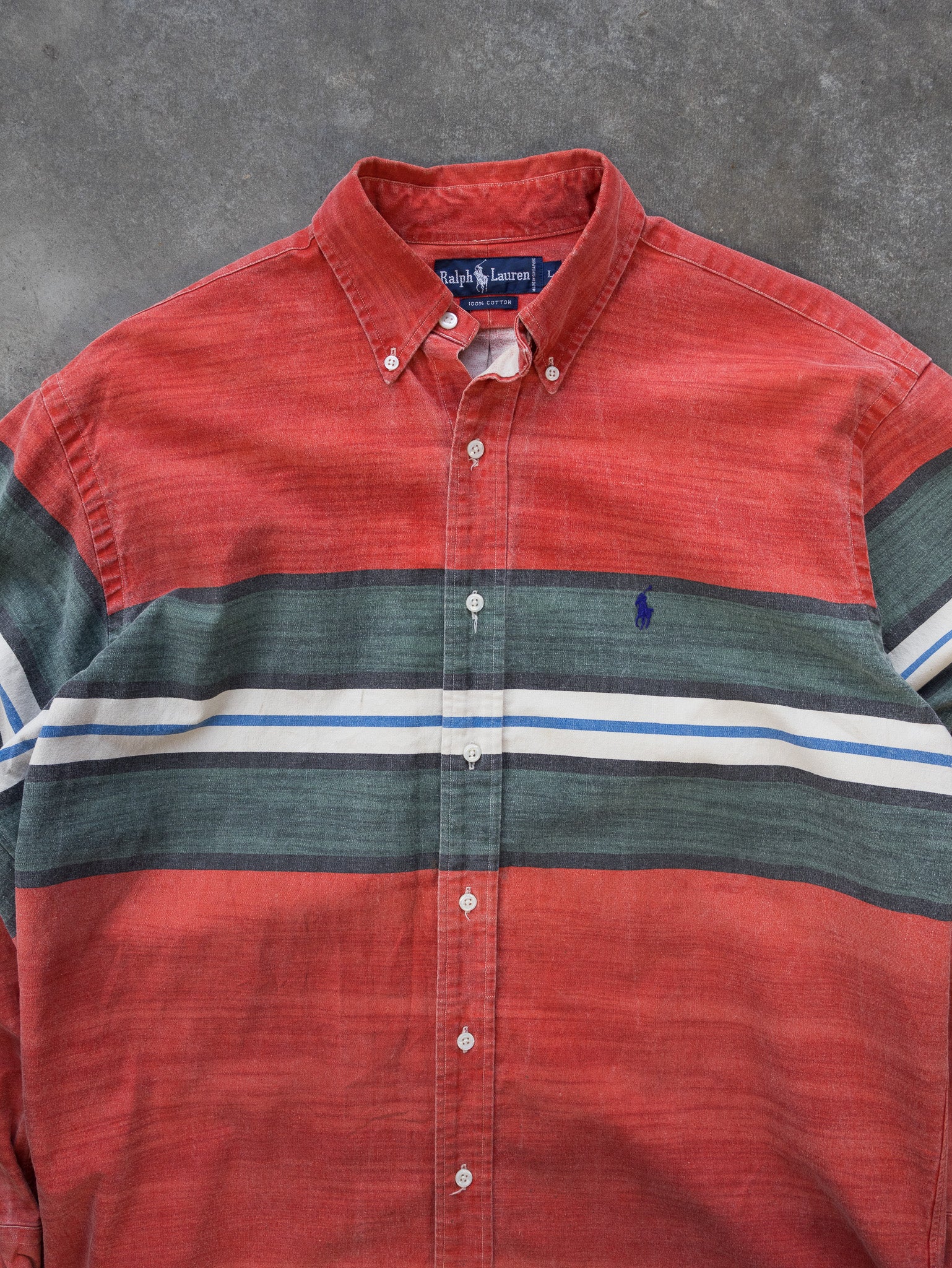 Vintage Ralph Lauren Red Striped Shirt (XL)