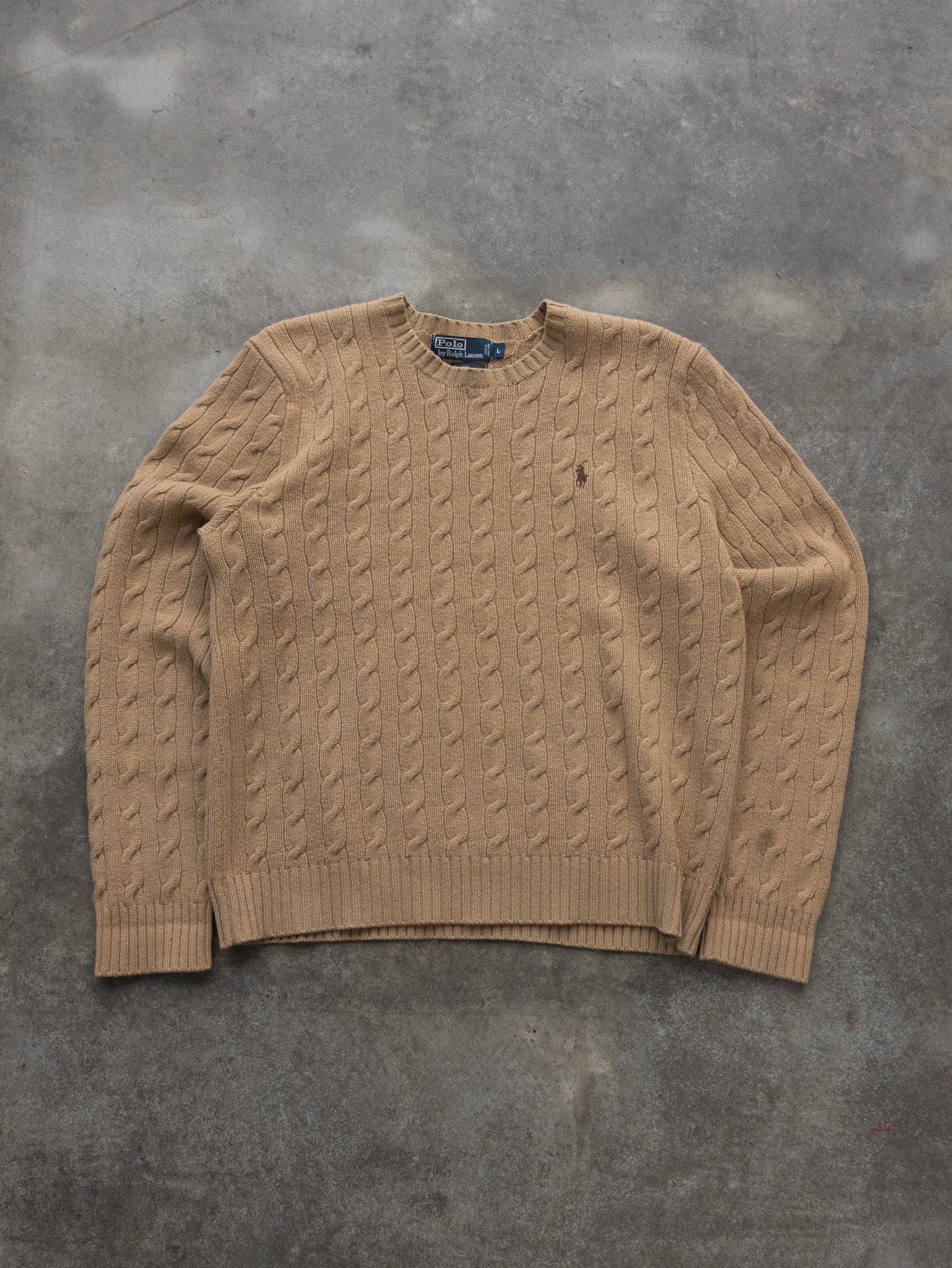 Vintage Merino Camel Ralph Lauren Cable Knit (L)