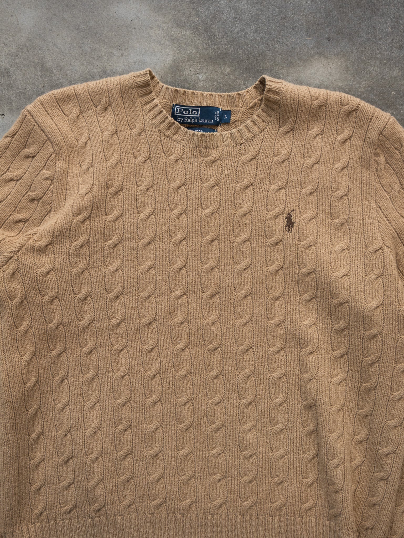Vintage Merino Camel Ralph Lauren Cable Knit (L)