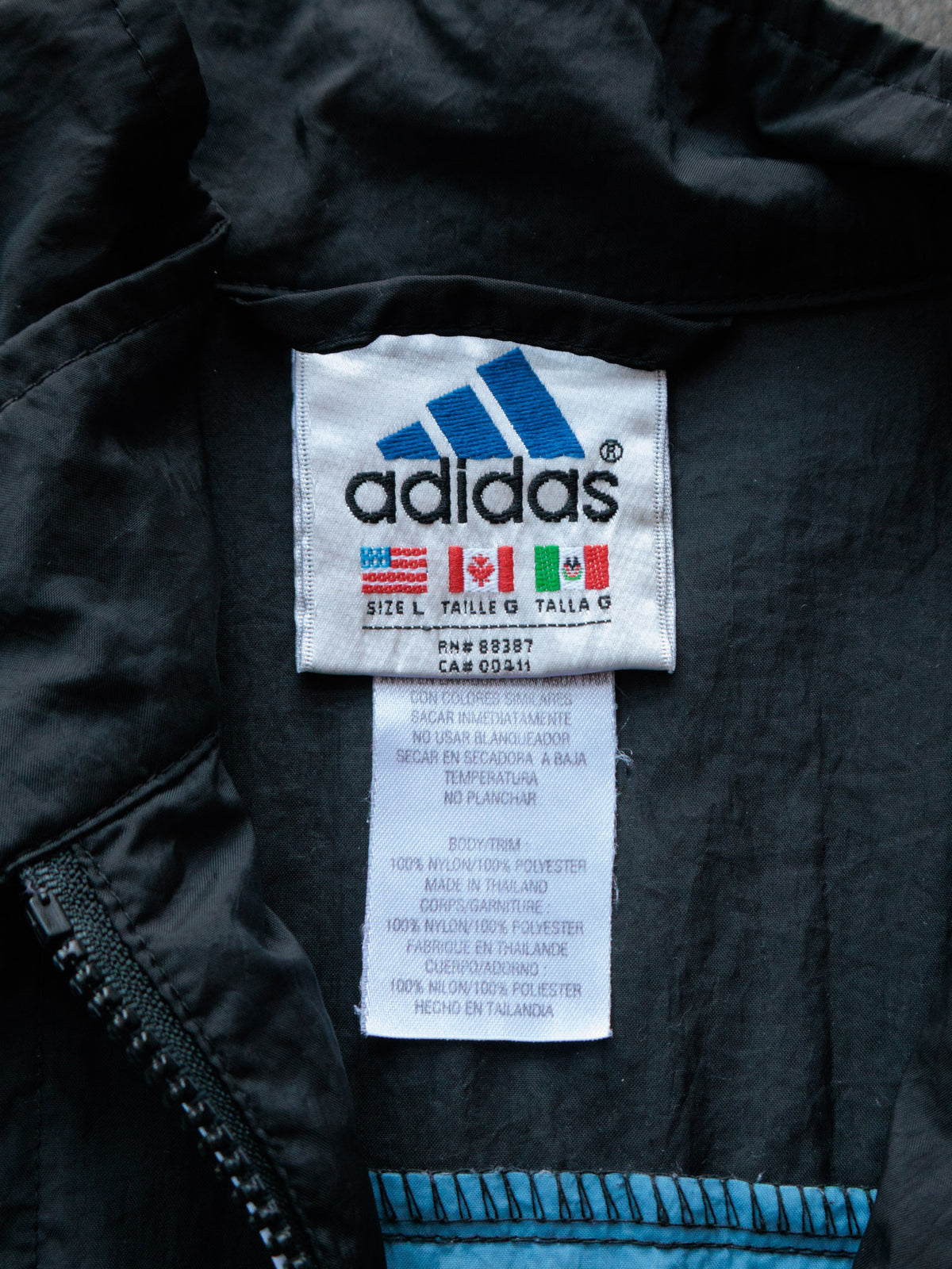 Vintage 90s Black Adidas Colourblock Windbreaker (L)
