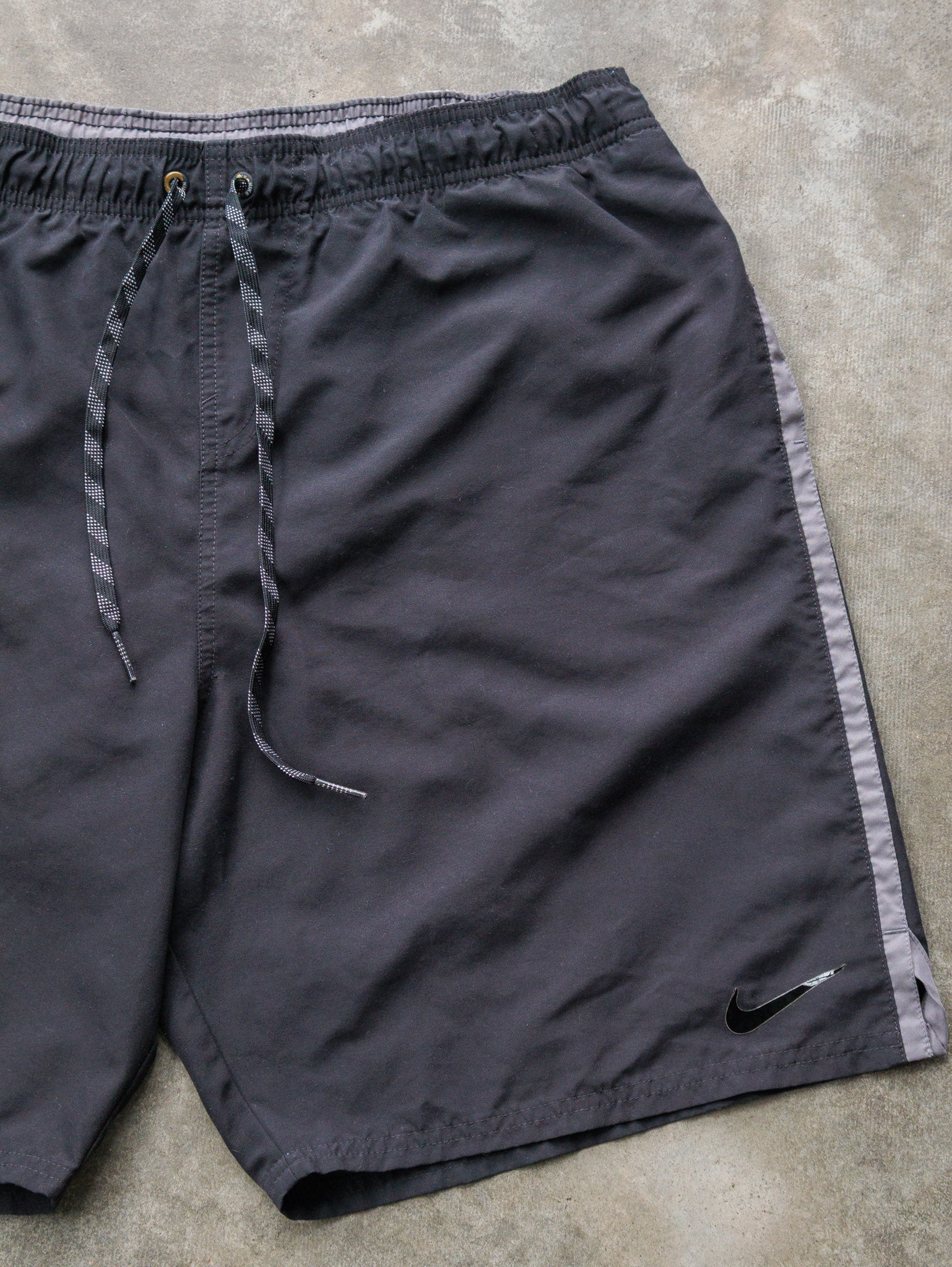 Vintage Grey & Black Nike Swim Shorts (XL)