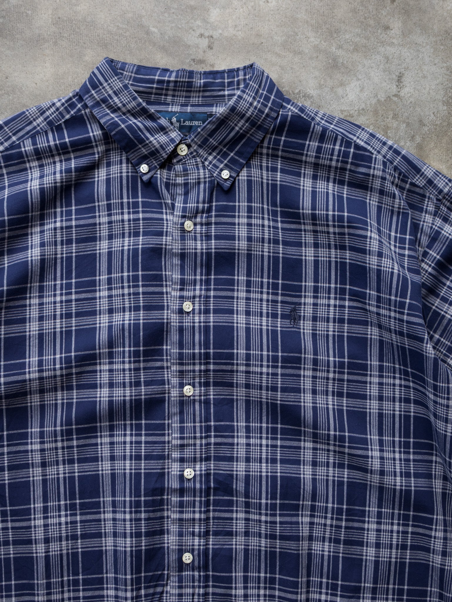 Vintage Blue Plaid Ralph Lauren Shirt (2XL)
