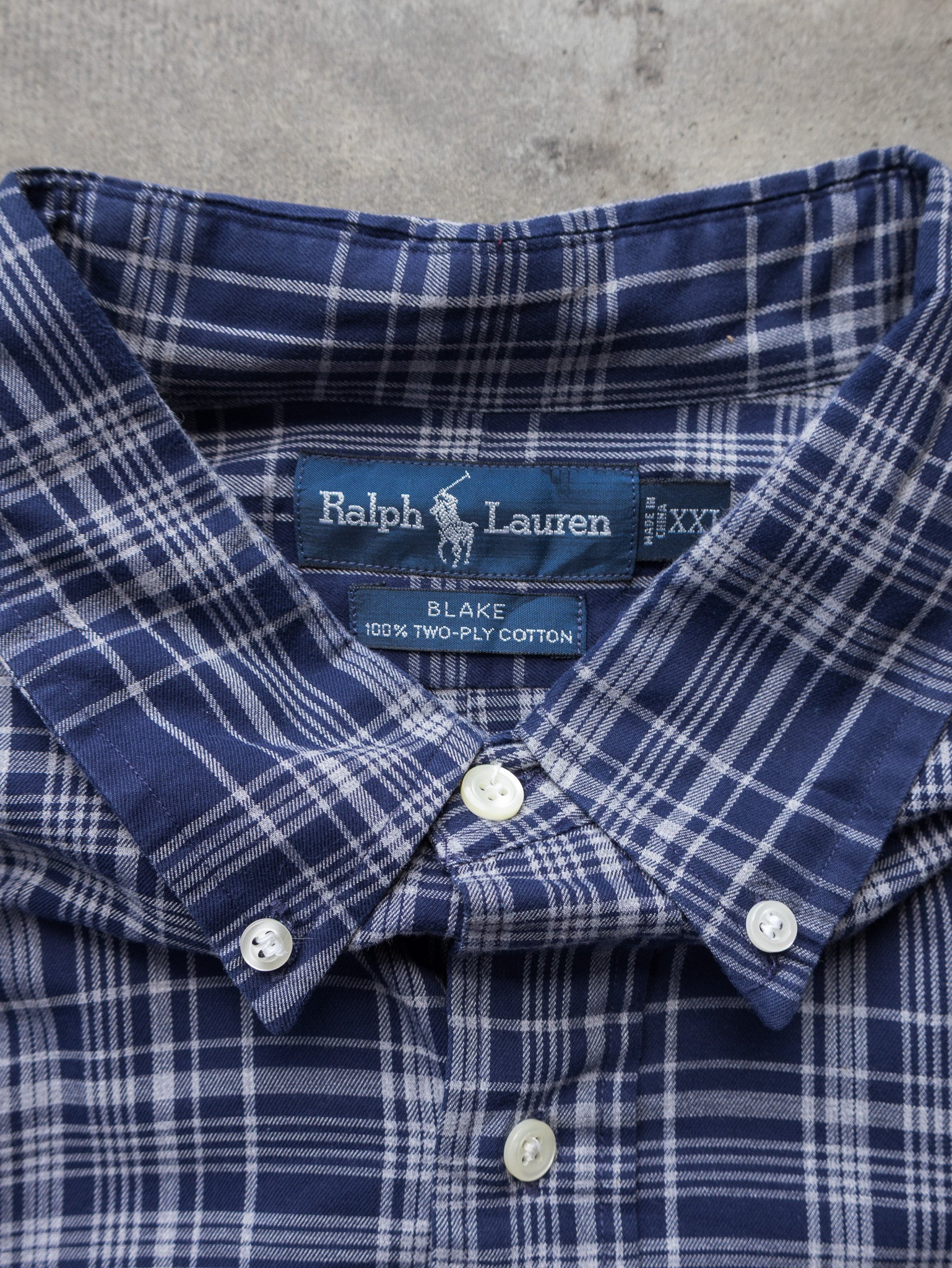 Vintage Blue Plaid Ralph Lauren Shirt (2XL)