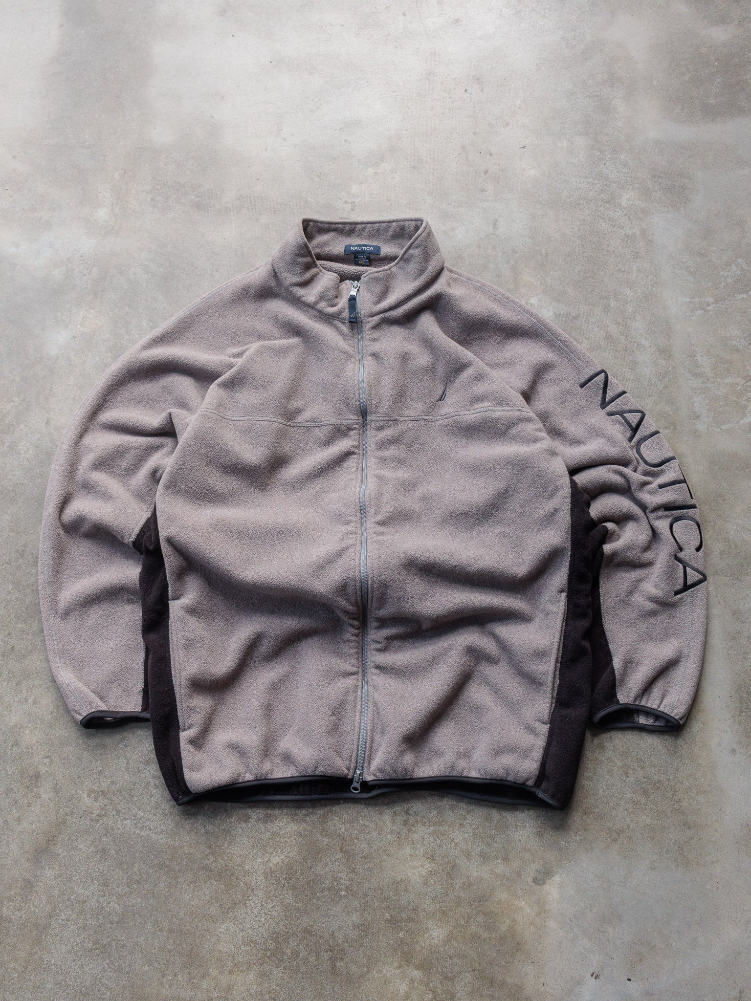 Vintage 00s Taupe Nautica Fleece Jacket (2XL)
