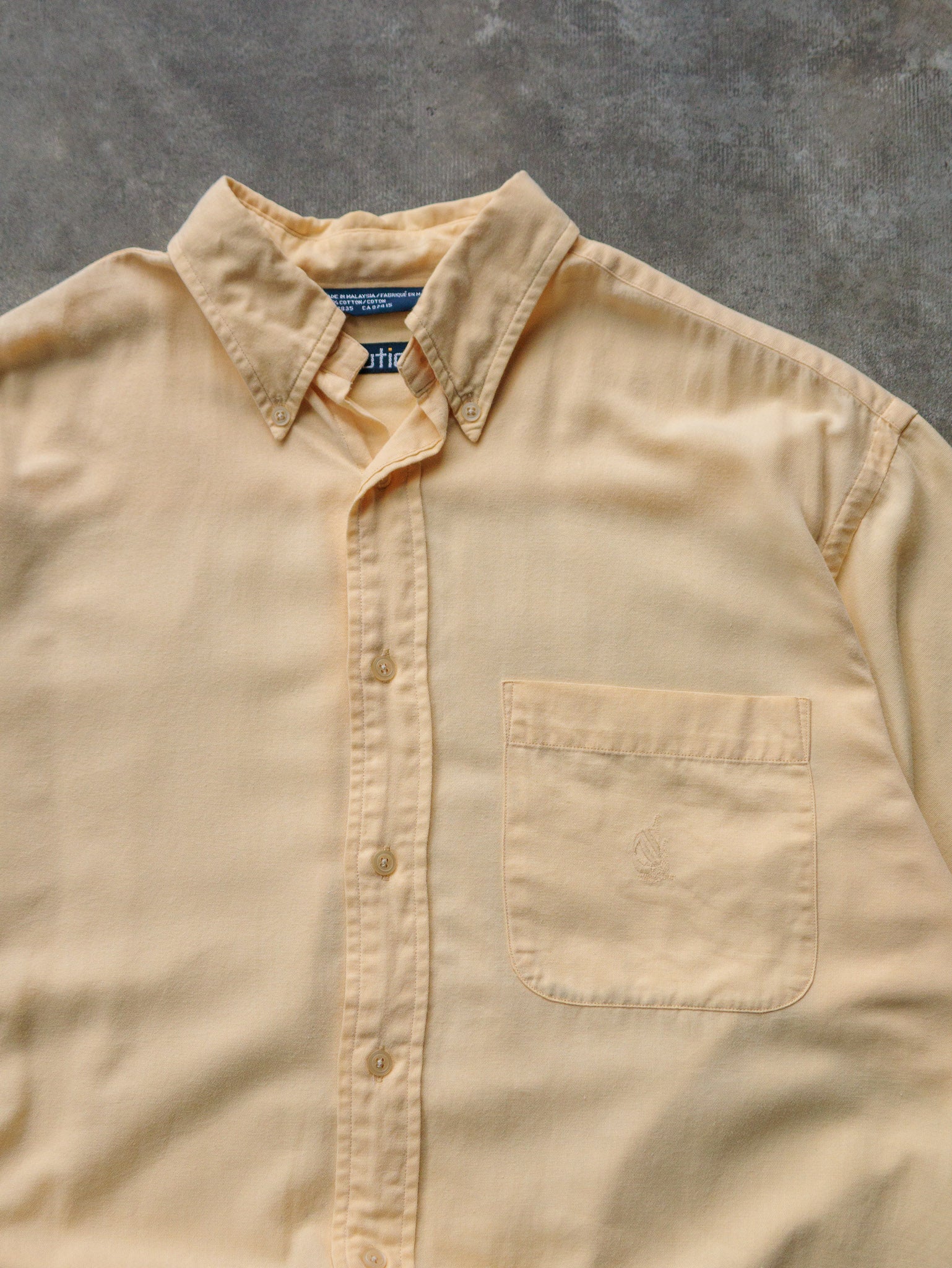 Vintage 90s Yellow Nautica Short Sleeve Shirt (M)