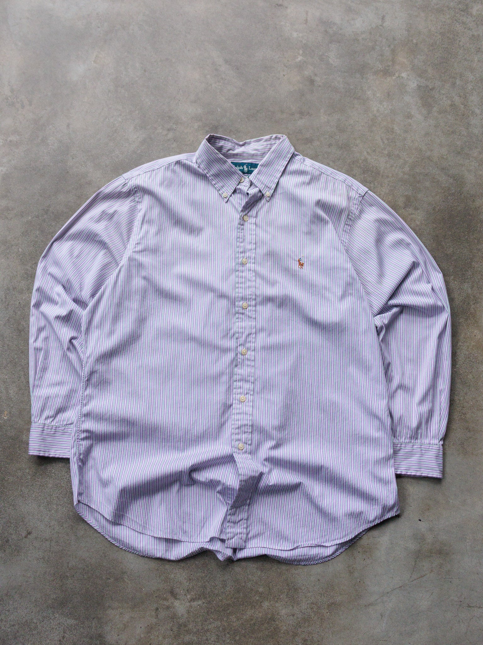 Vintage Purple & Green Striped Ralph Lauren Shirt (L)