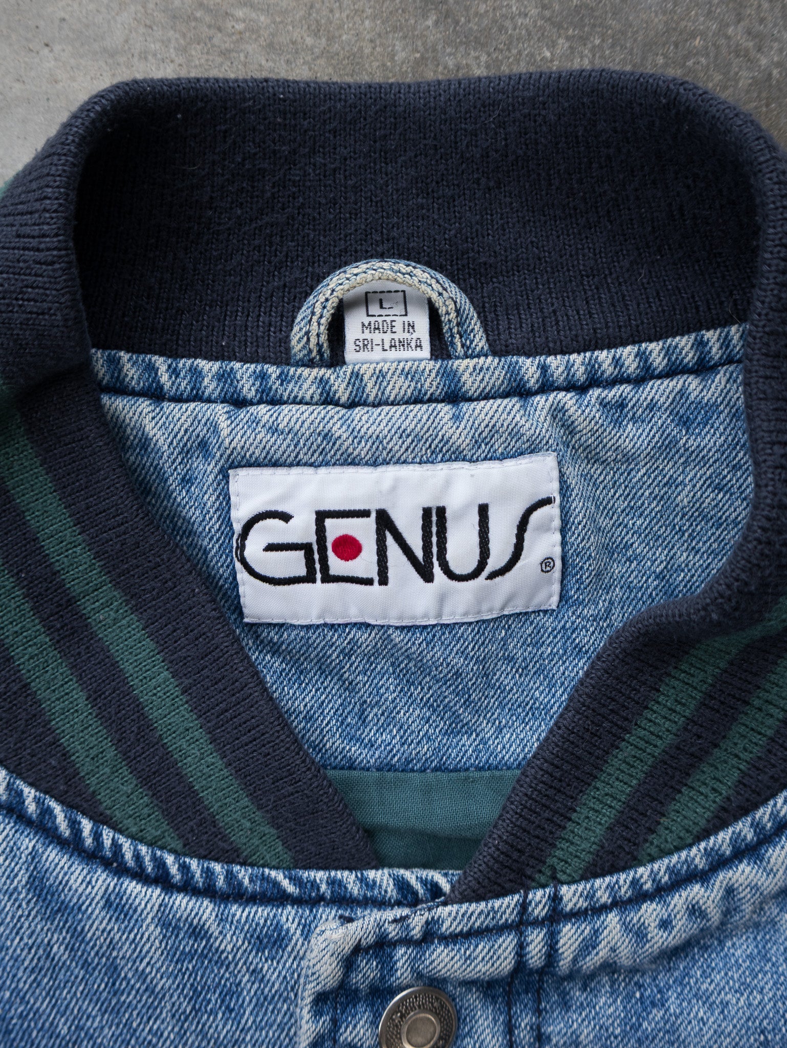 Vintage Mickey Mouse Denim Varsity Jacket (L)