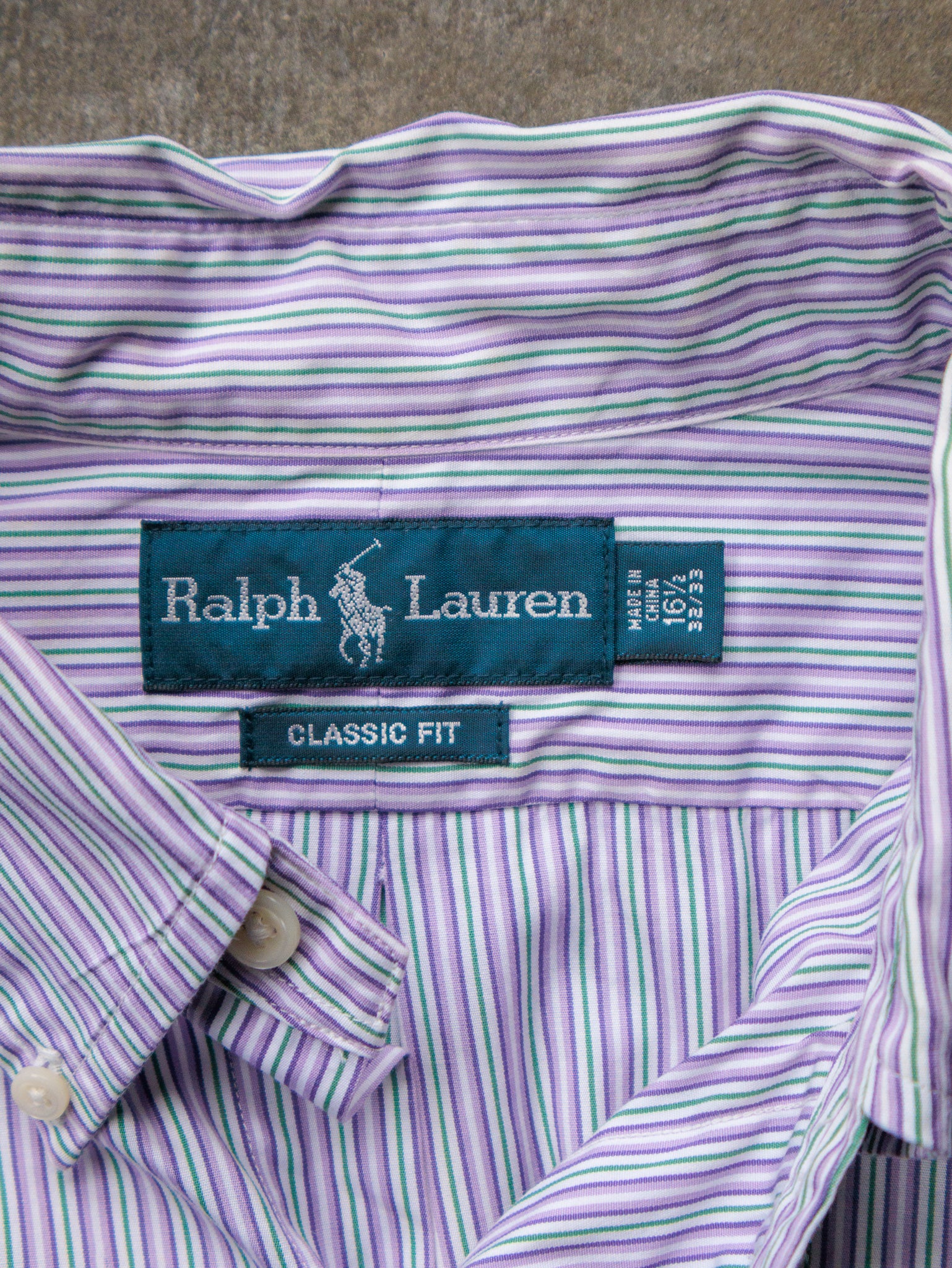 Vintage Purple & Green Striped Ralph Lauren Shirt (L)