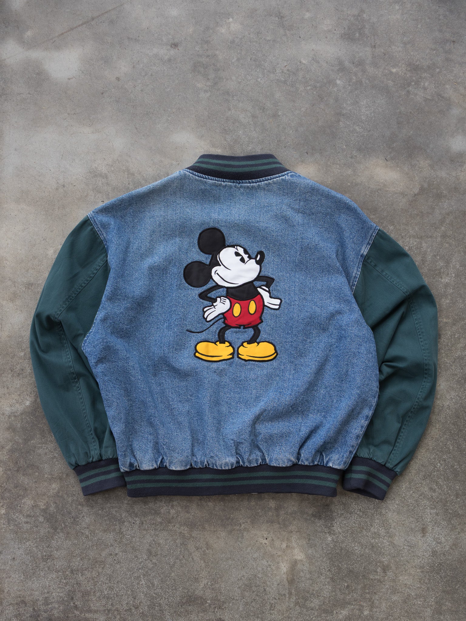 Vintage Mickey Mouse Denim Varsity Jacket (L)