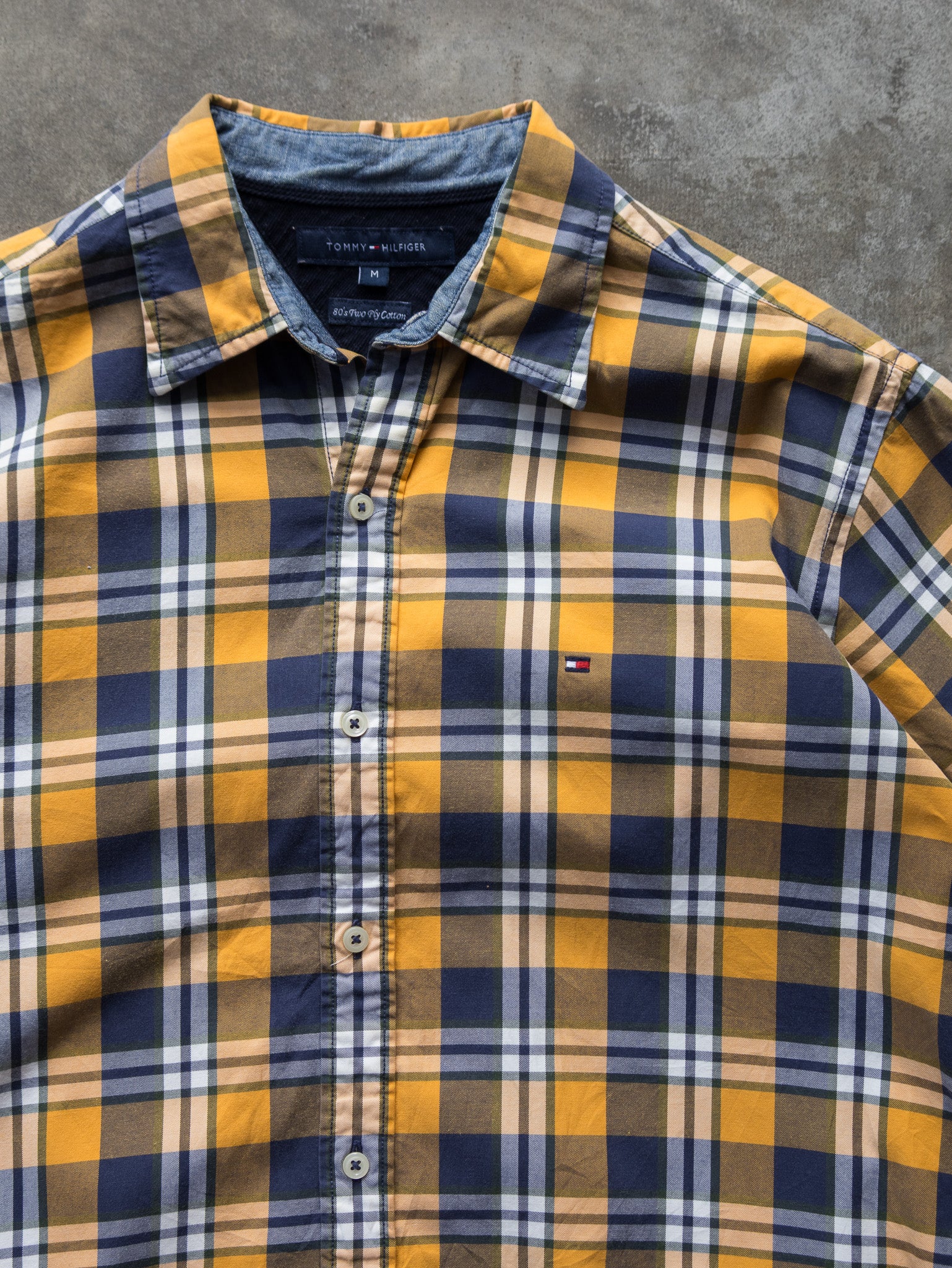 Vintage Yellow & Blue Tommy Hilfiger Plaid Shirt (M)