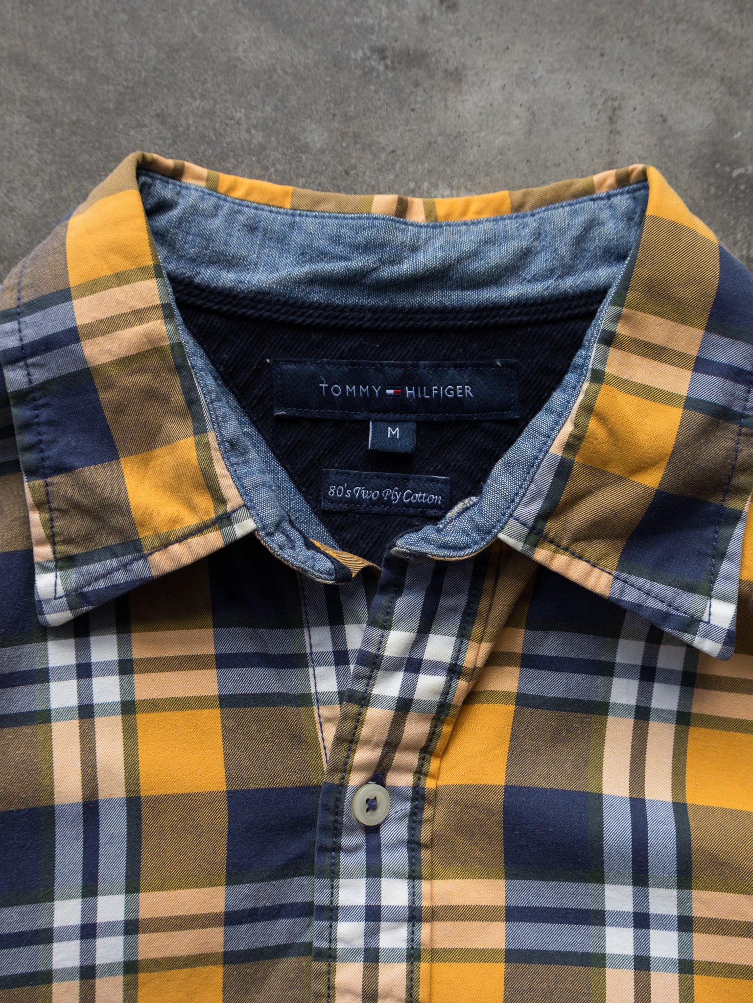 Vintage Yellow & Blue Tommy Hilfiger Plaid Shirt (M)