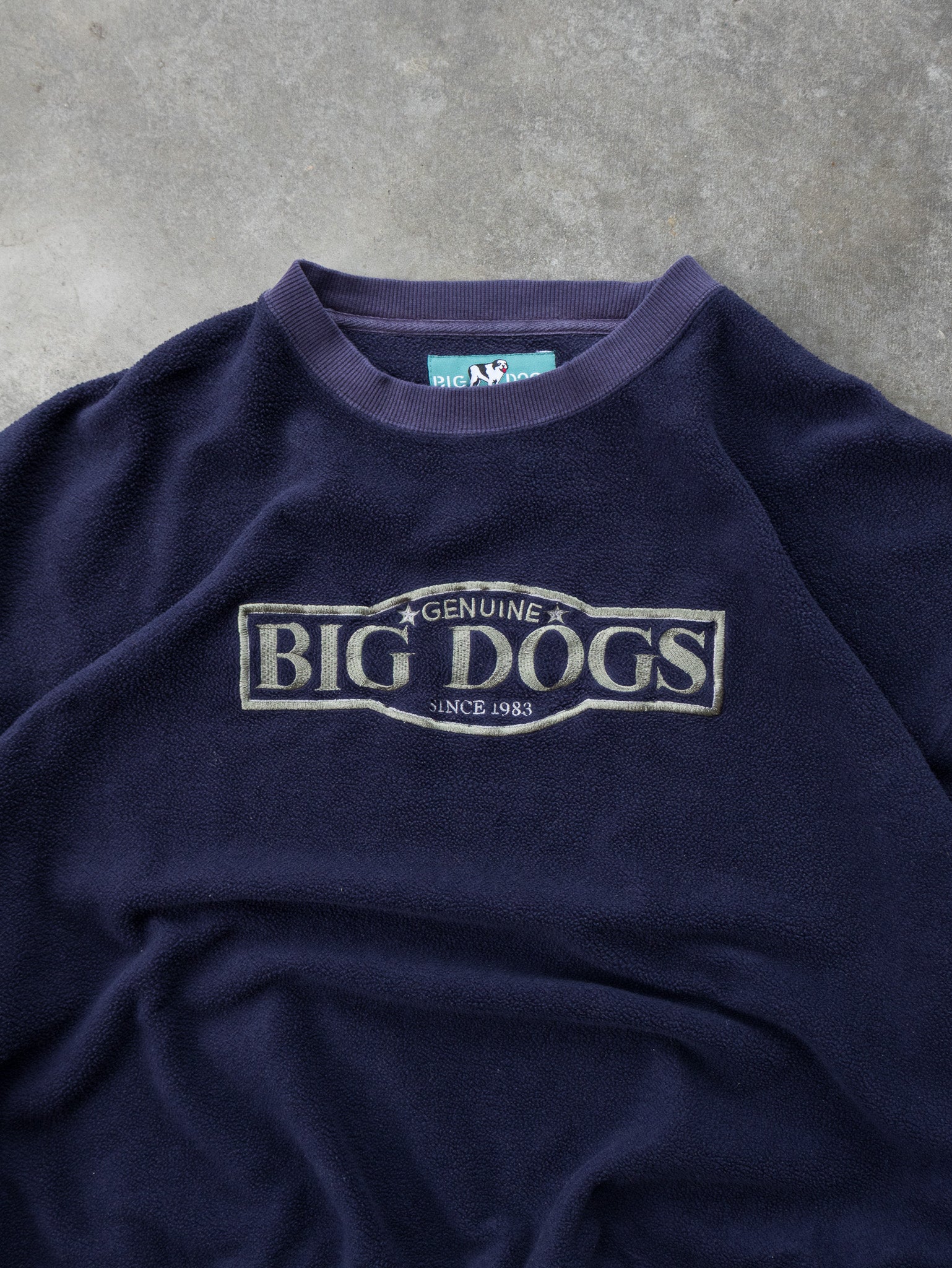 Vintage Big Dogs Navy Fleece Sweatshirt (XL)