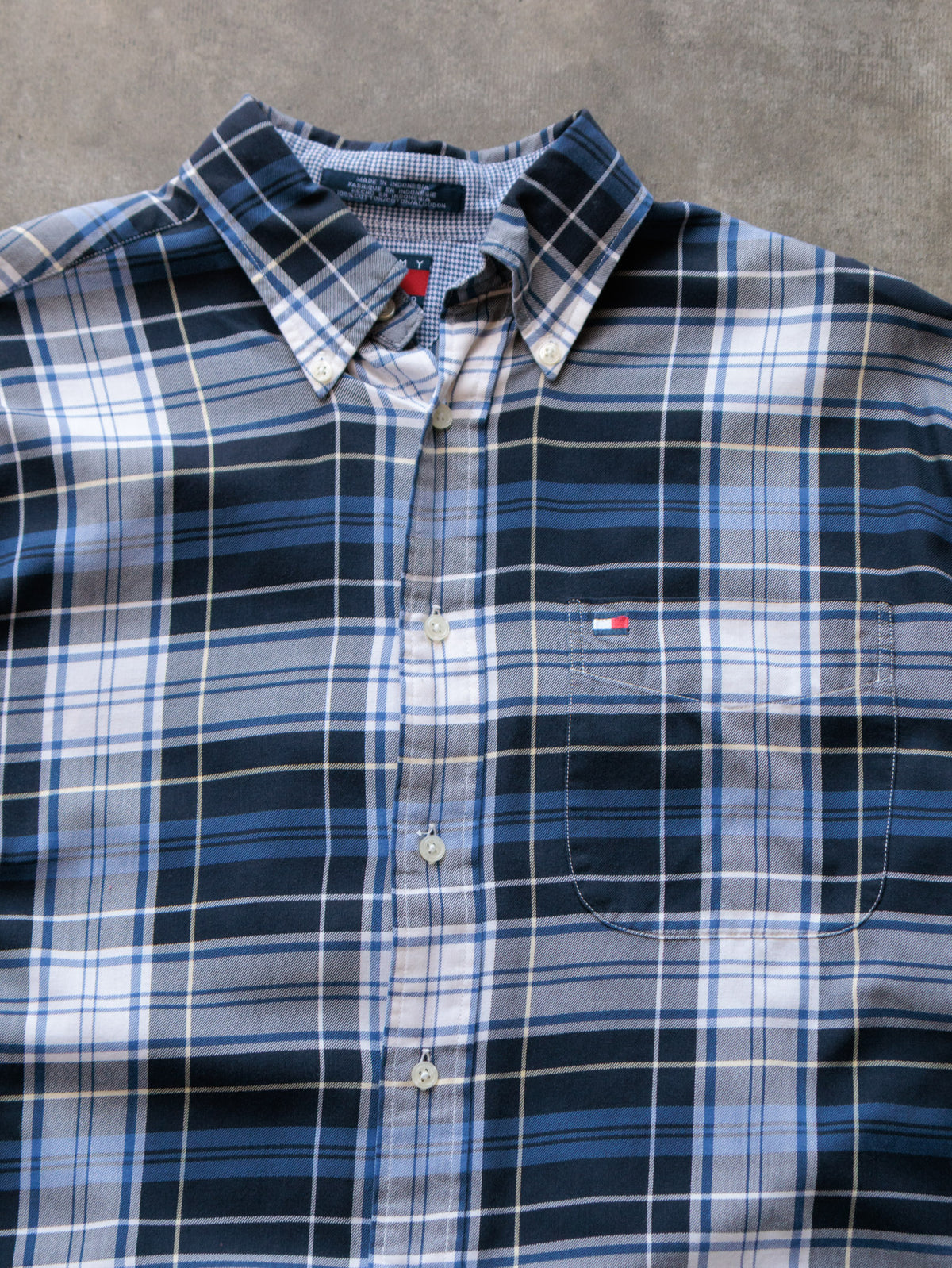 Vintage 00s Navy Plaid Tommy Hilfiger Shirt (M)