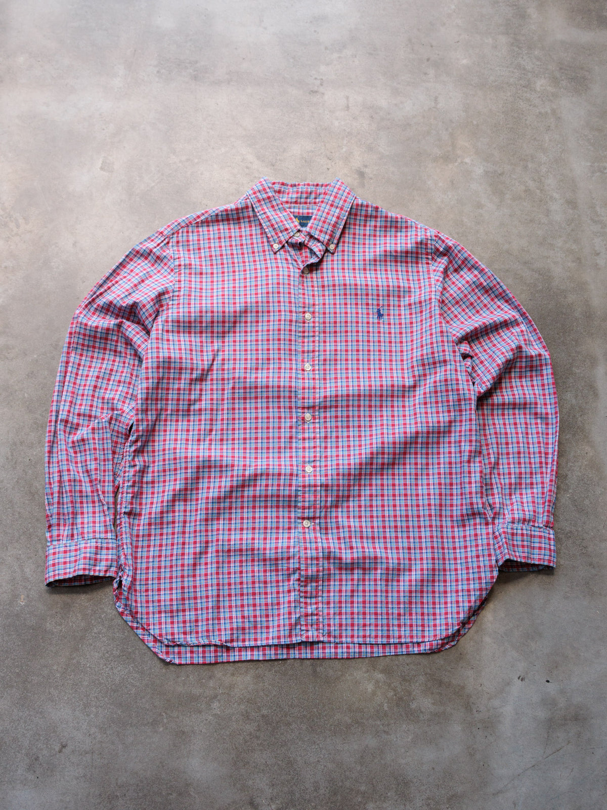 Vintage Red Plaid Ralph Lauren Shirt (L)