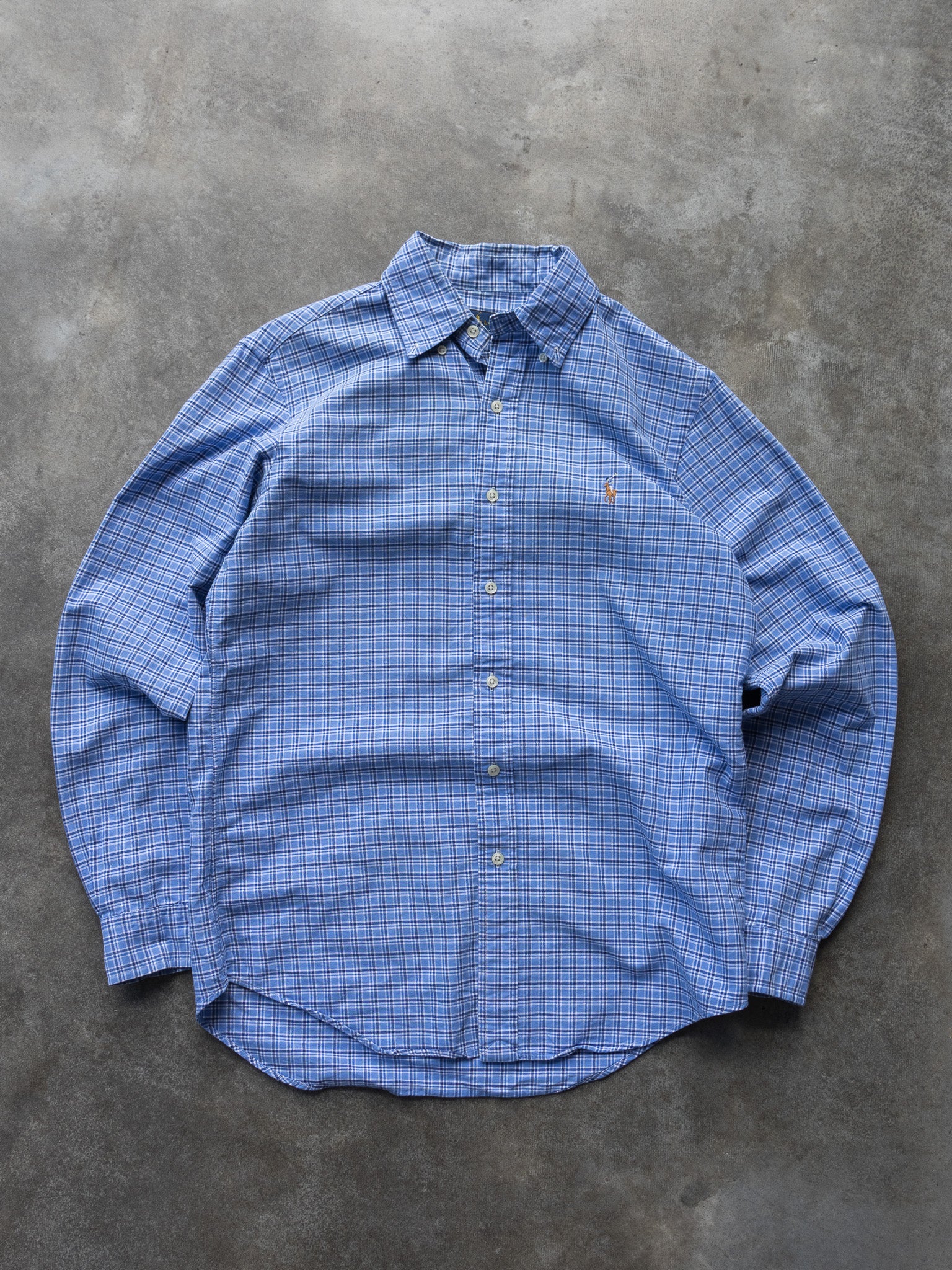 Vintage Blue Ralph Lauren Plaid Shirt (S)