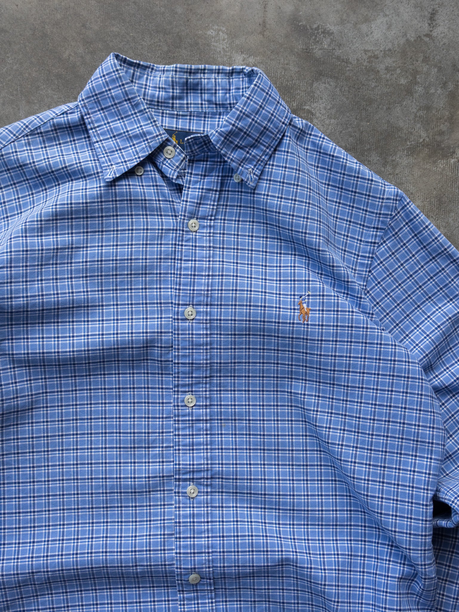 Vintage Blue Ralph Lauren Plaid Shirt (S)