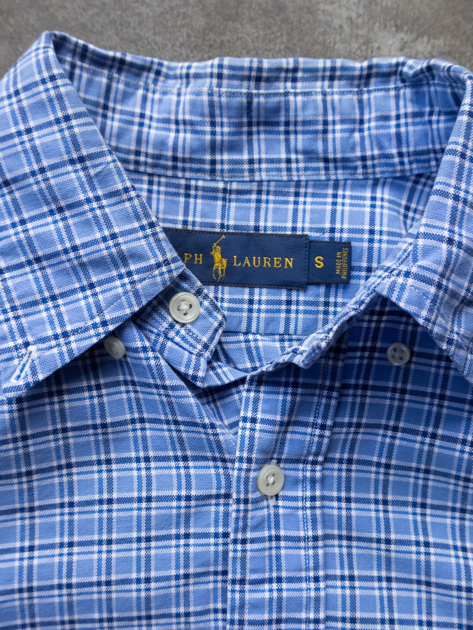 Vintage Blue Ralph Lauren Plaid Shirt (S)