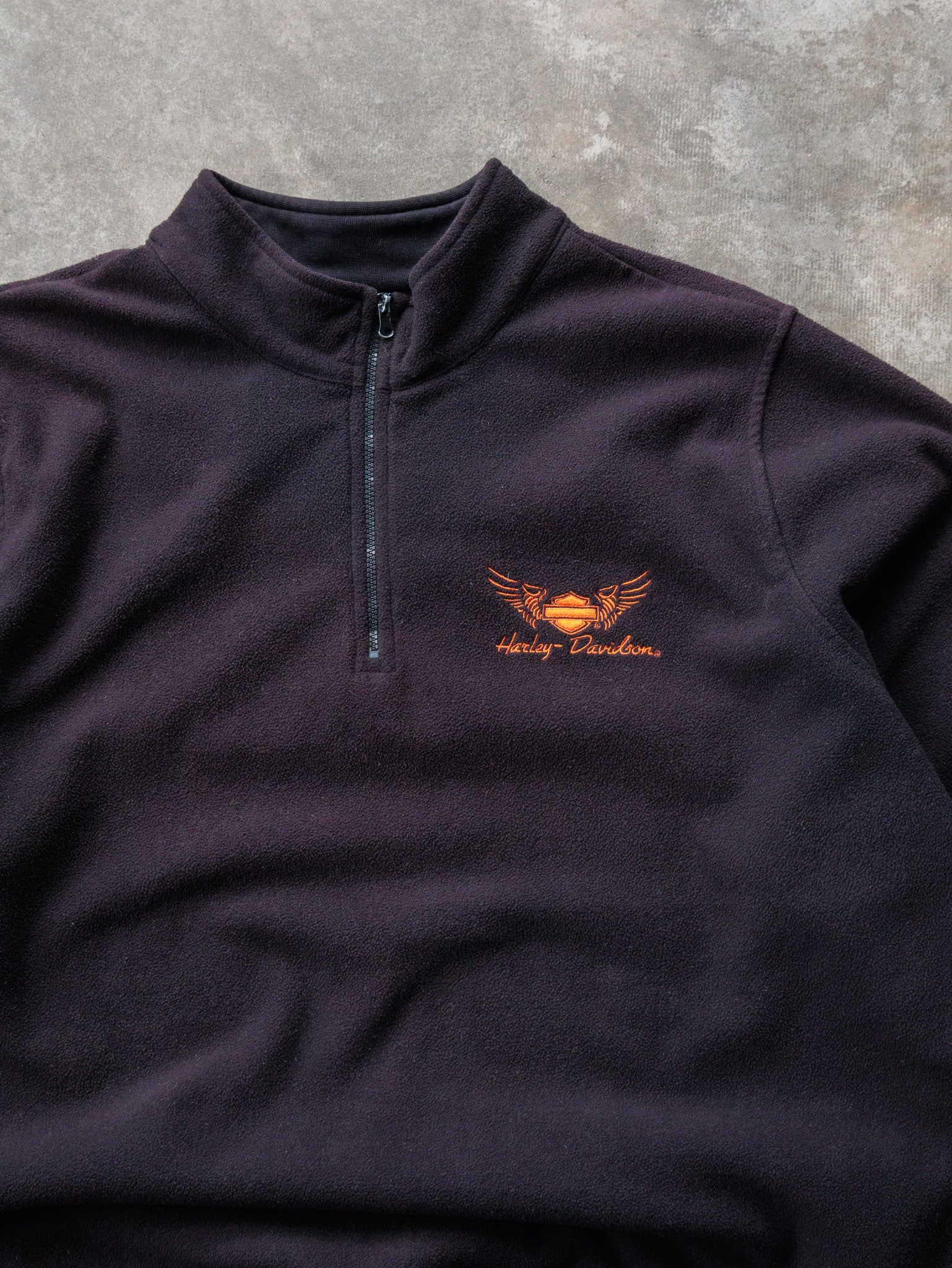 Vintage Black Harley-Davidson Quarter Zip Fleece (XL)