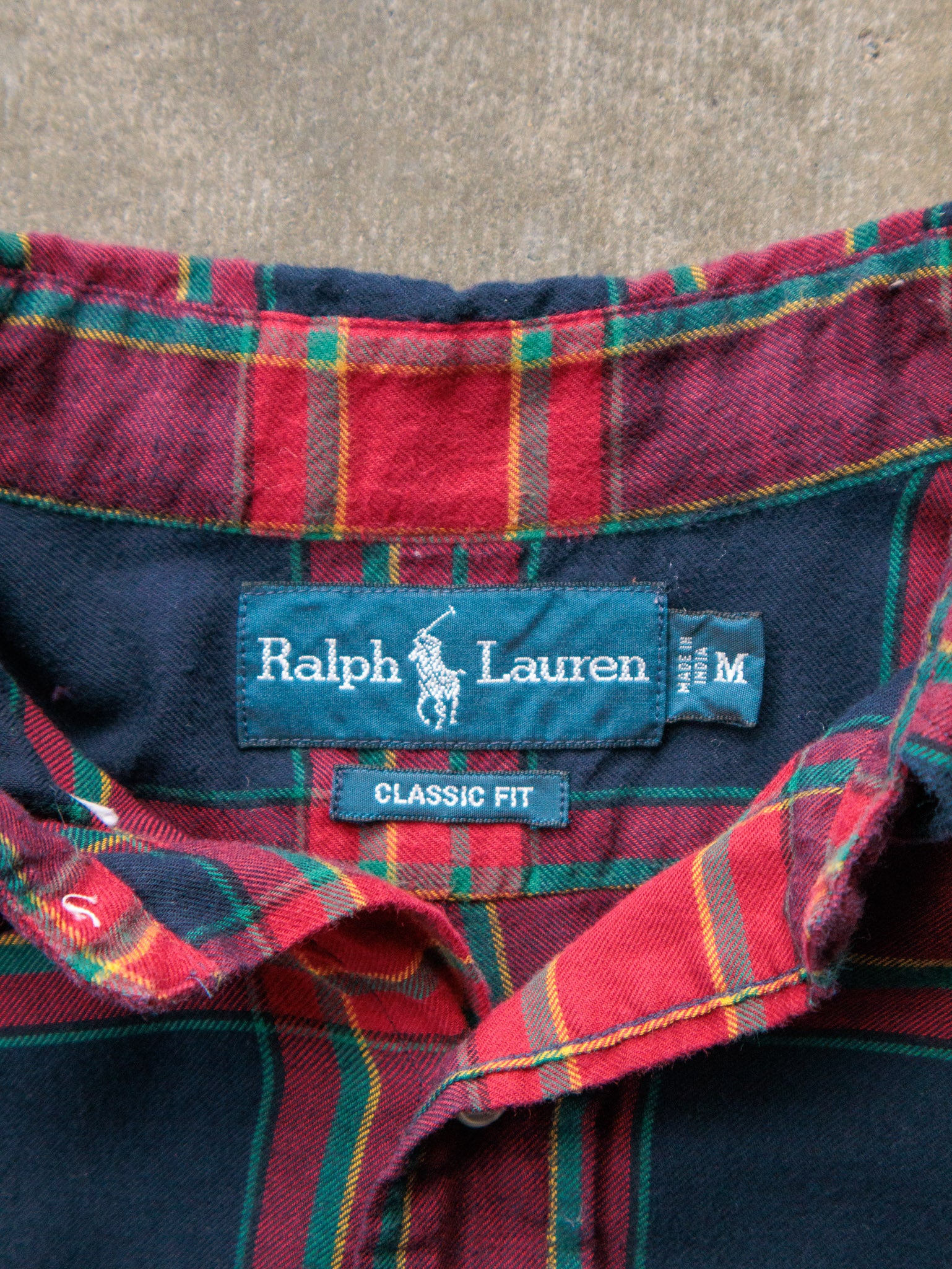 Vintage Red & Navy Plaid Ralph Lauren Flannel Shirt (M)