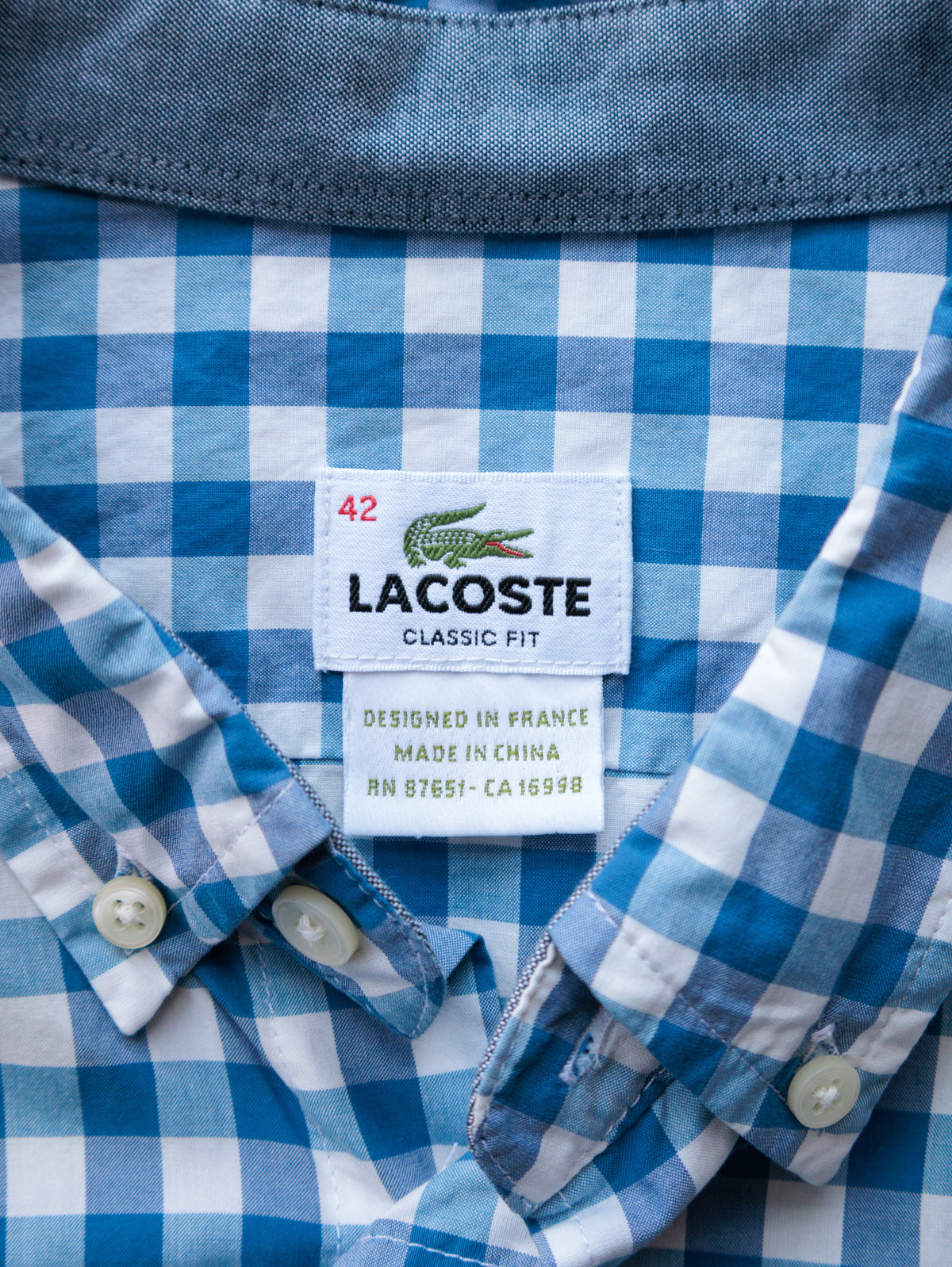 Vintage Blue Gingham Lacoste Shirt (-)