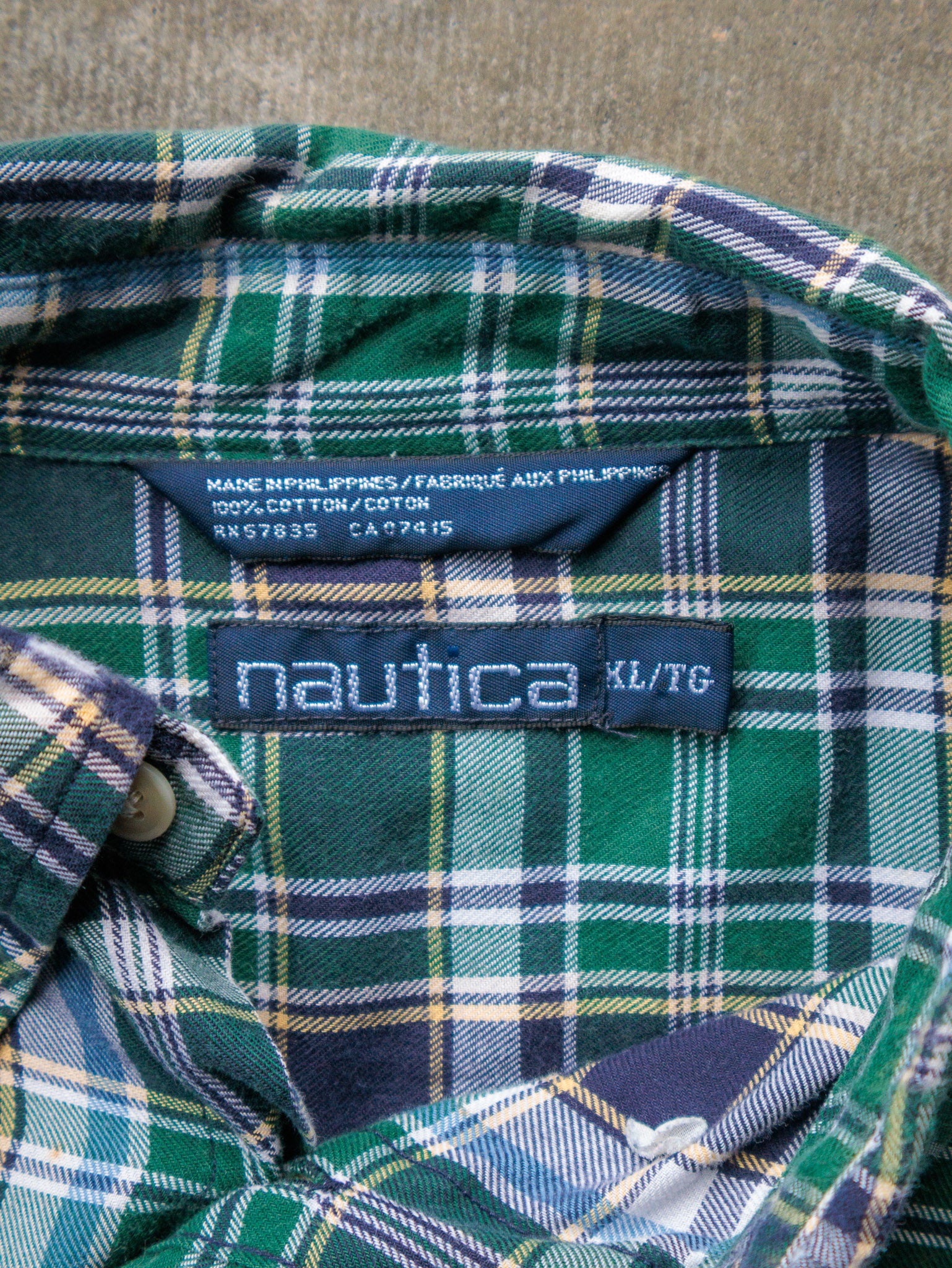 Vintage 90s Green & Blue Plaid Nautica Shirt (XL)
