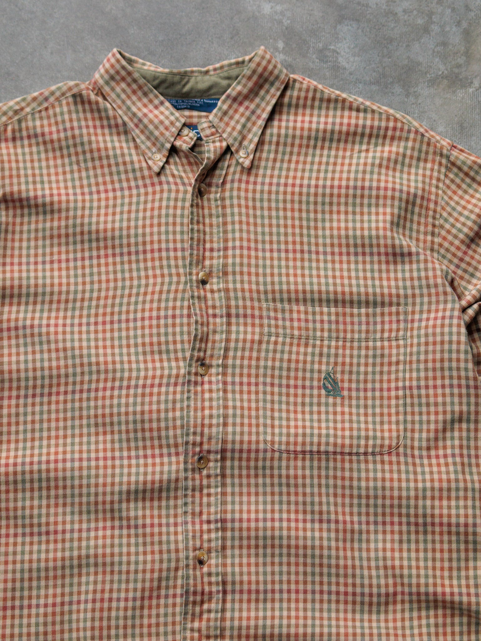 Vintage 90s Brown & Orange Gingham Nautica Shirt (L)