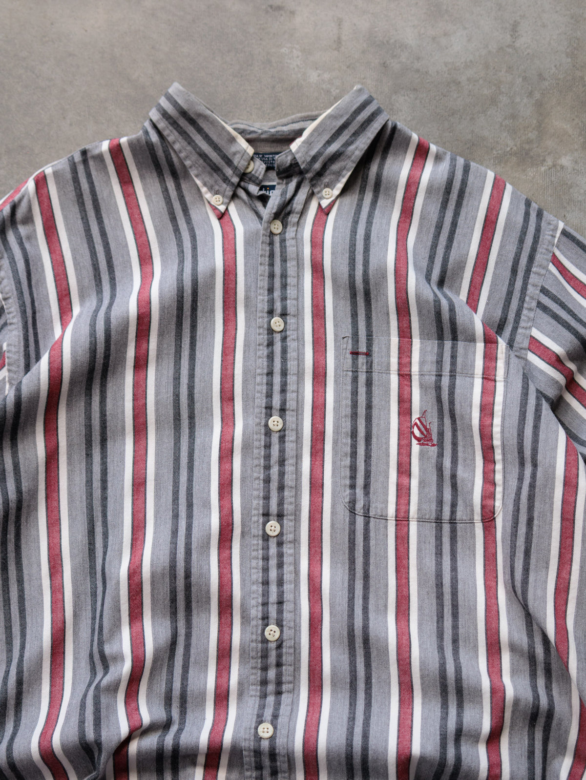 Vintage 90s Grey Striped Nautica Shirt (L)