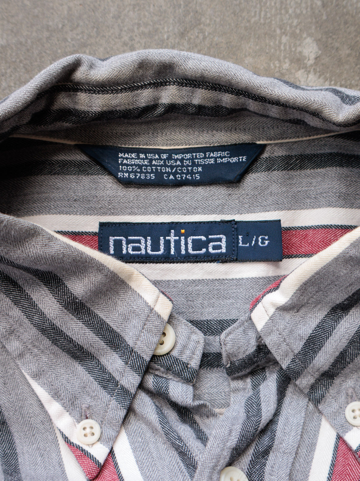 Vintage 90s Grey Striped Nautica Shirt (L)