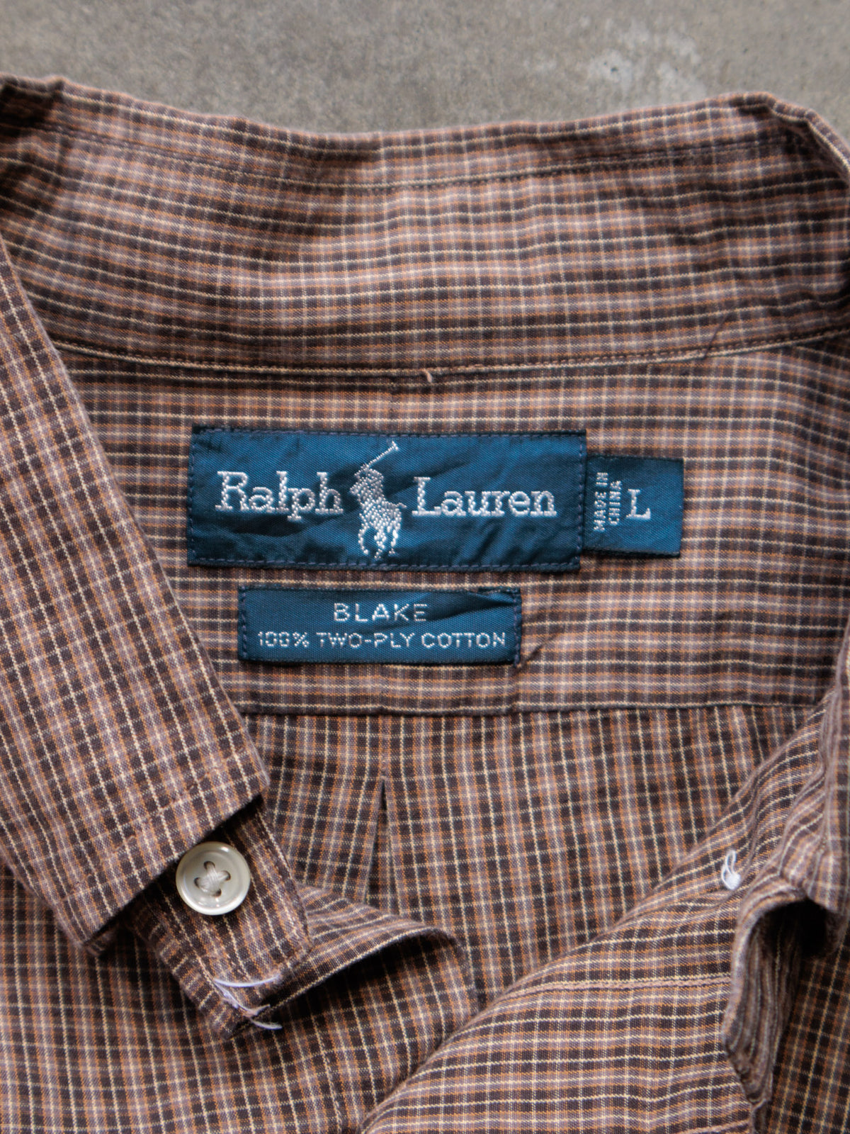Vintage Brown Plaid Ralph Lauren Shirt (L)