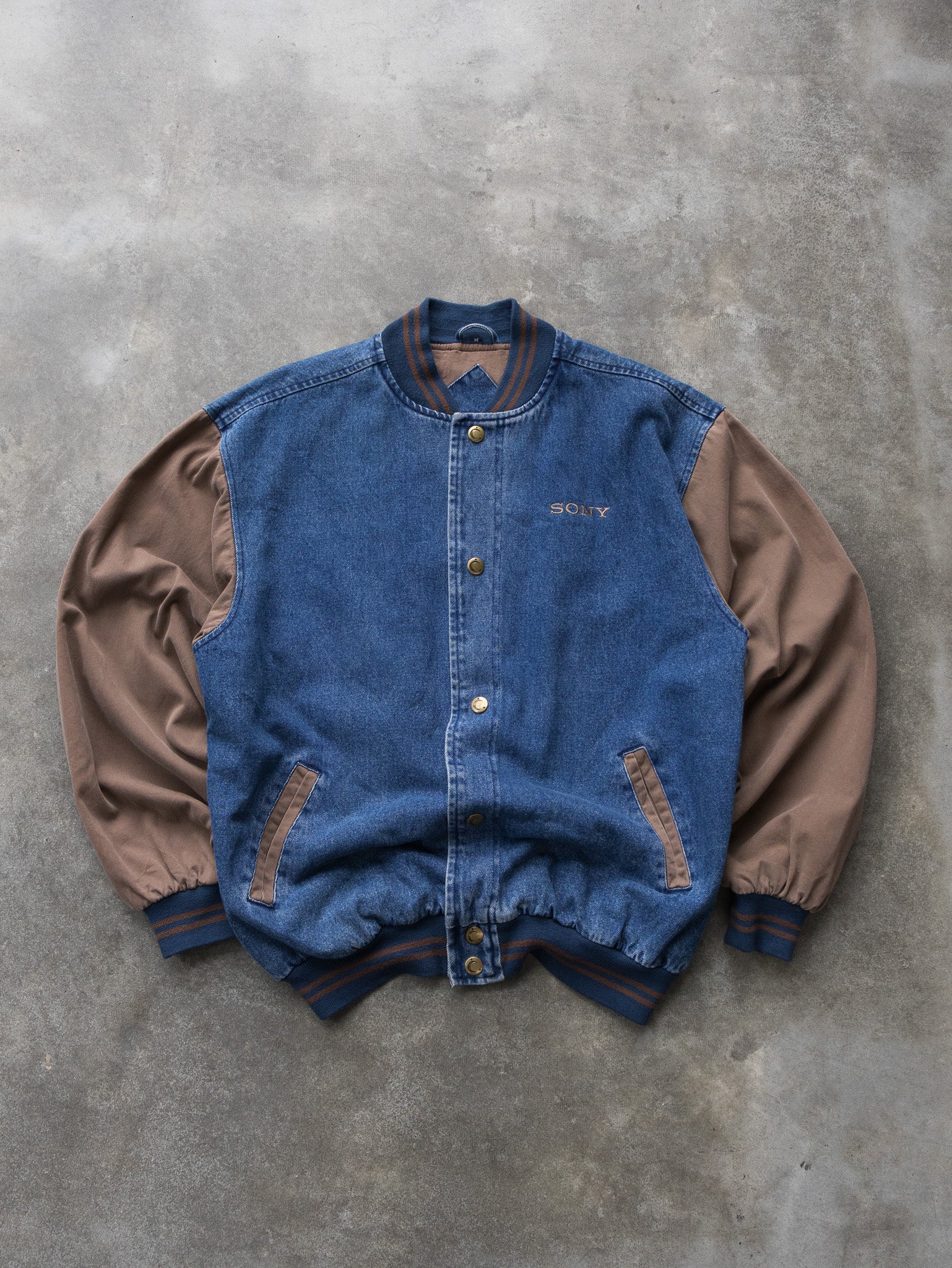 Vintage Sony Denim Varsity Jacket (L)