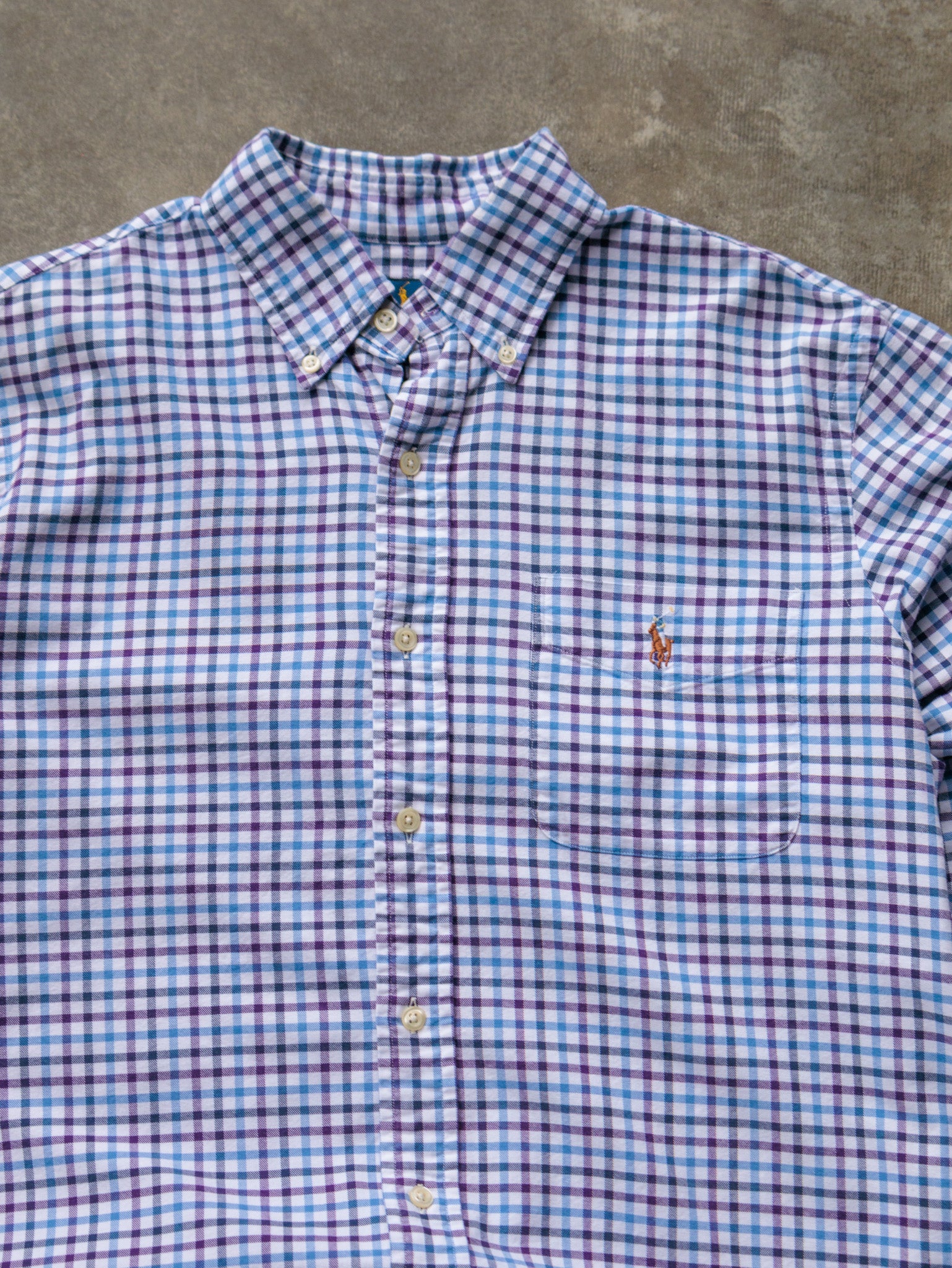 Vintage Blue & Purple Check Ralph Lauren Shirt (M)