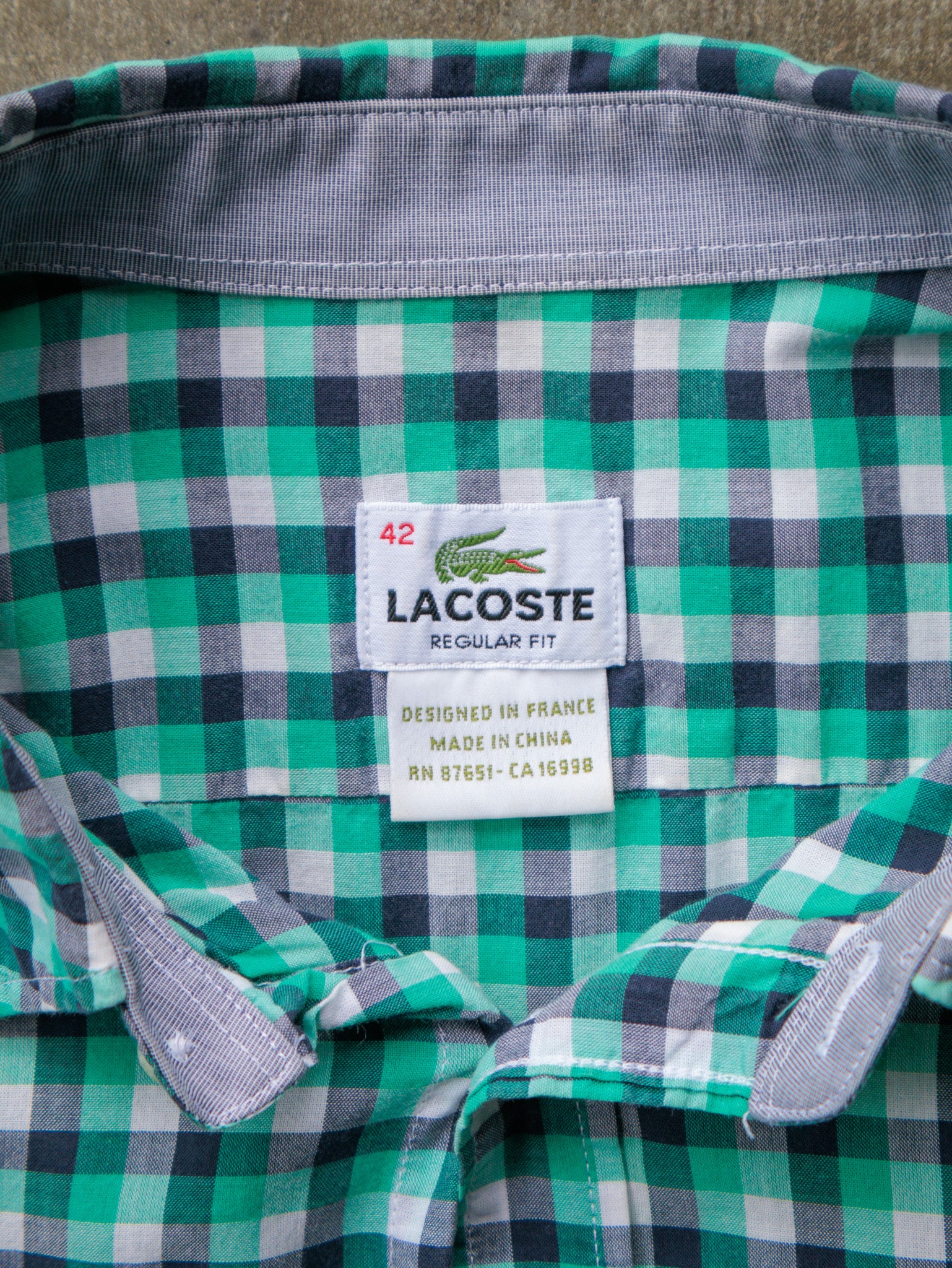 Vintage Green & Navy Check Lacoste Shirt (L)